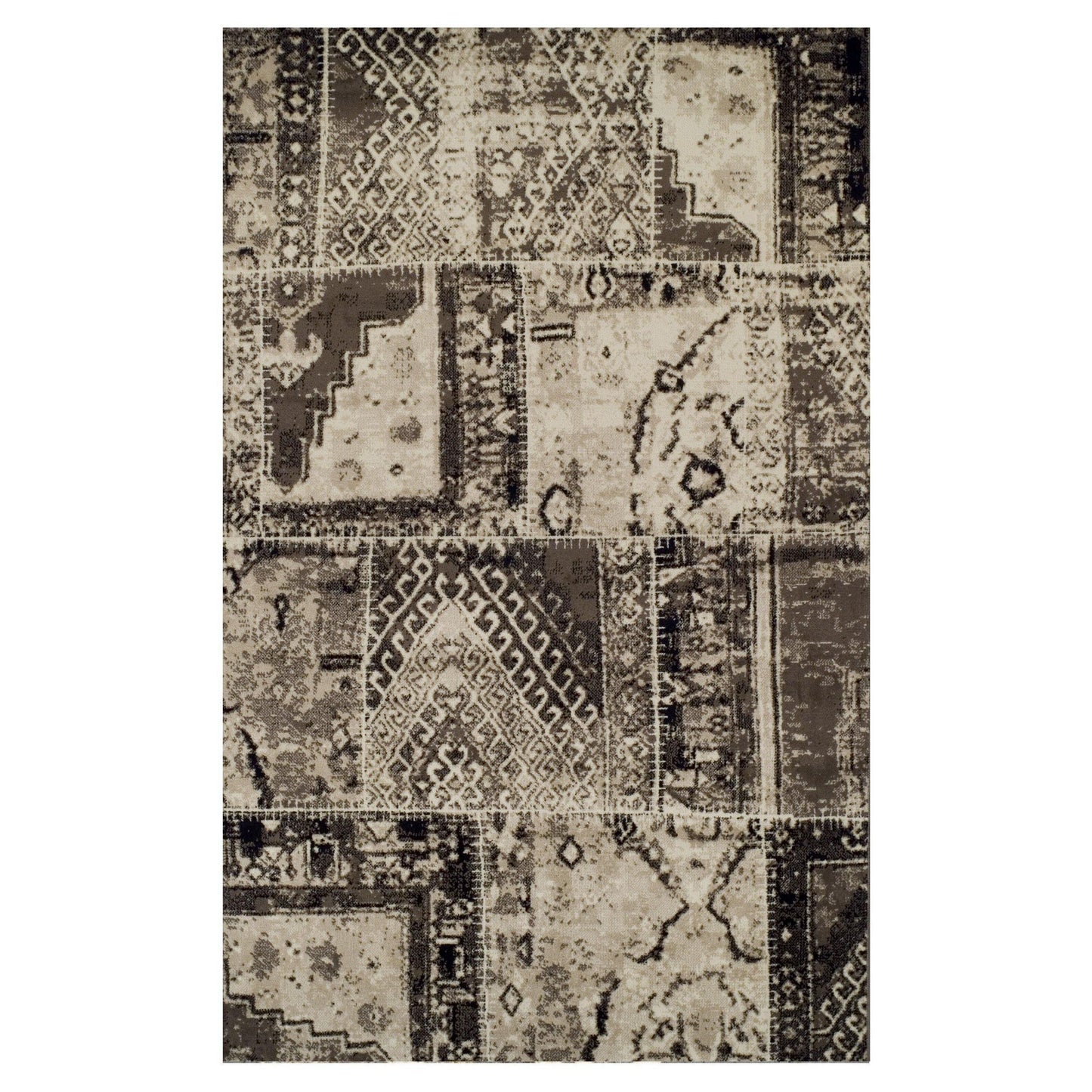 Parquet Contemporary Tribal Patchwork Distressed Rug FredCo