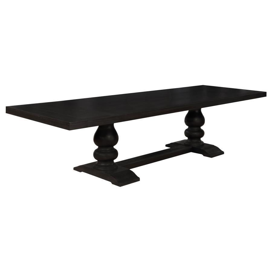 Phelps Rectangular Trestle Dining Set Antique Noir and Grey 121231-S5G Coaster FredCo