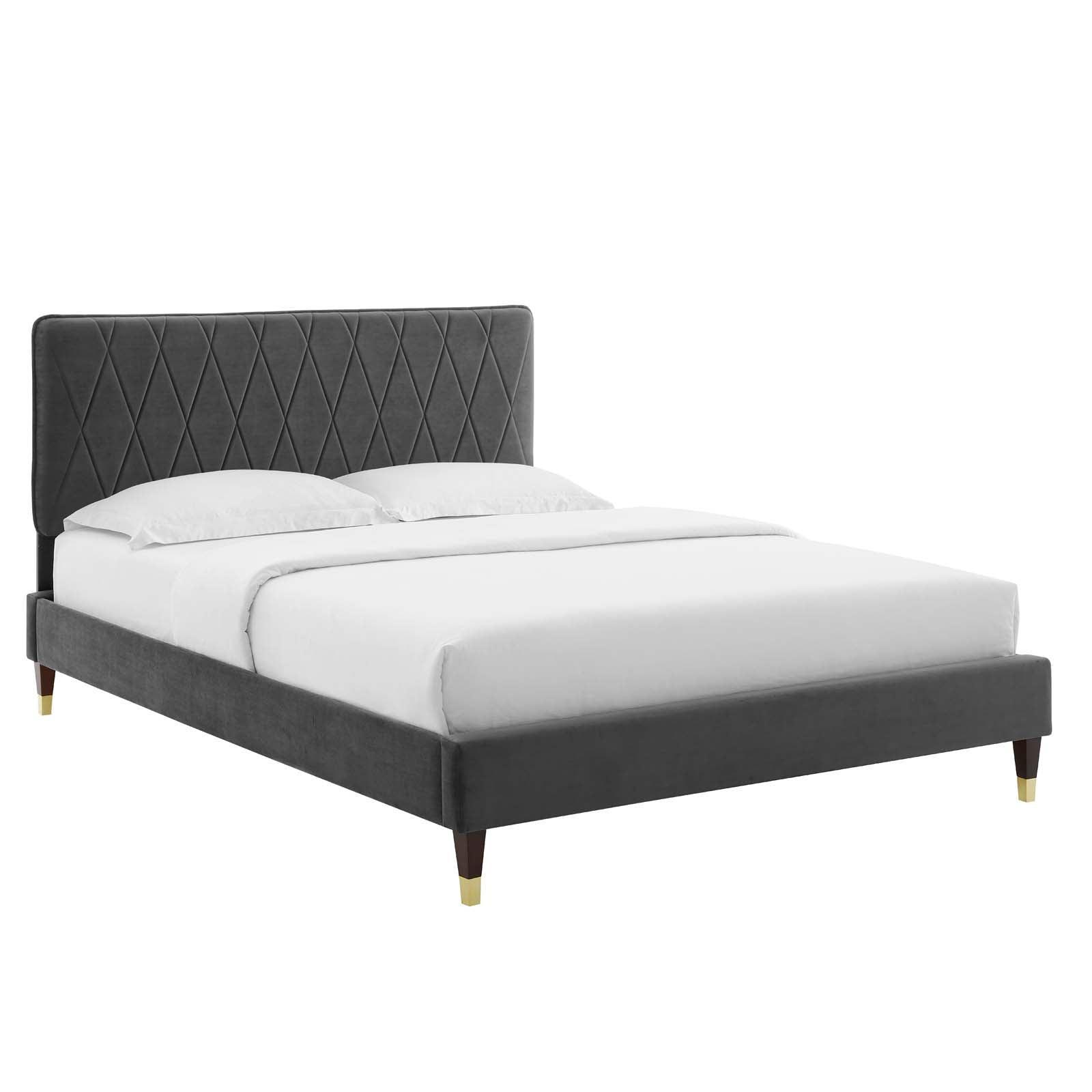 Phillipa Performance Velvet Full Platform Bed, MOD-6923 FredCo