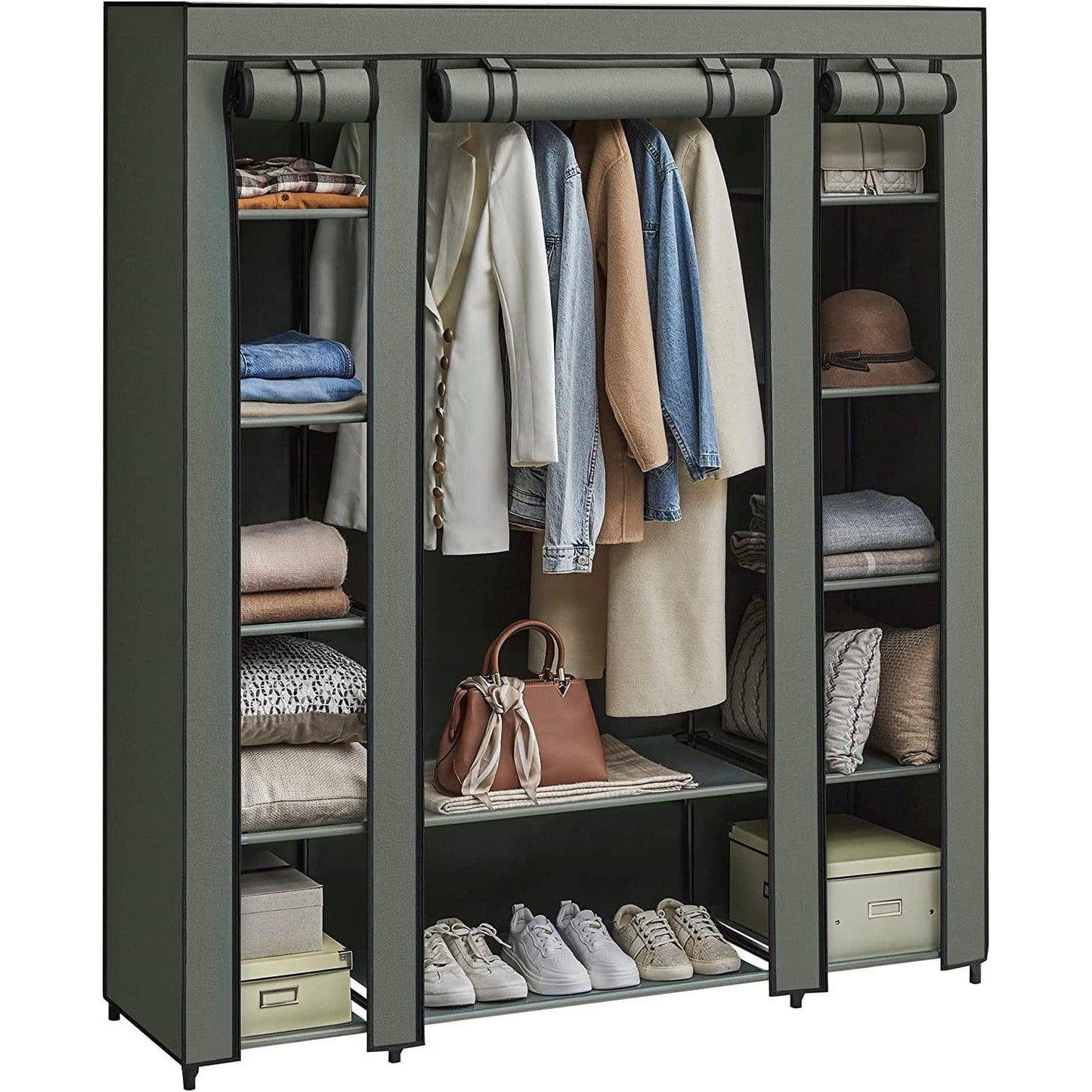 Portable Closet with 12 Compartments Sage Green FredCo