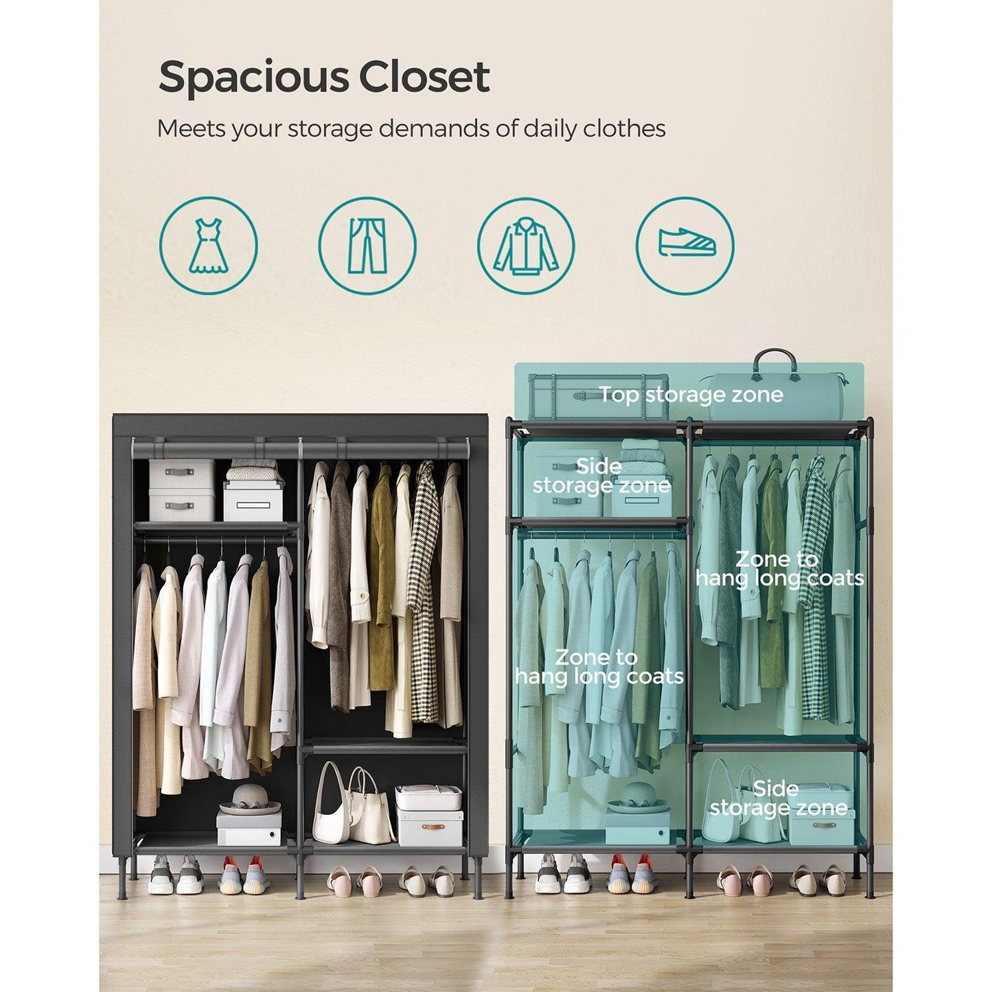 Portable Fabric Wardrobe Closet FredCo