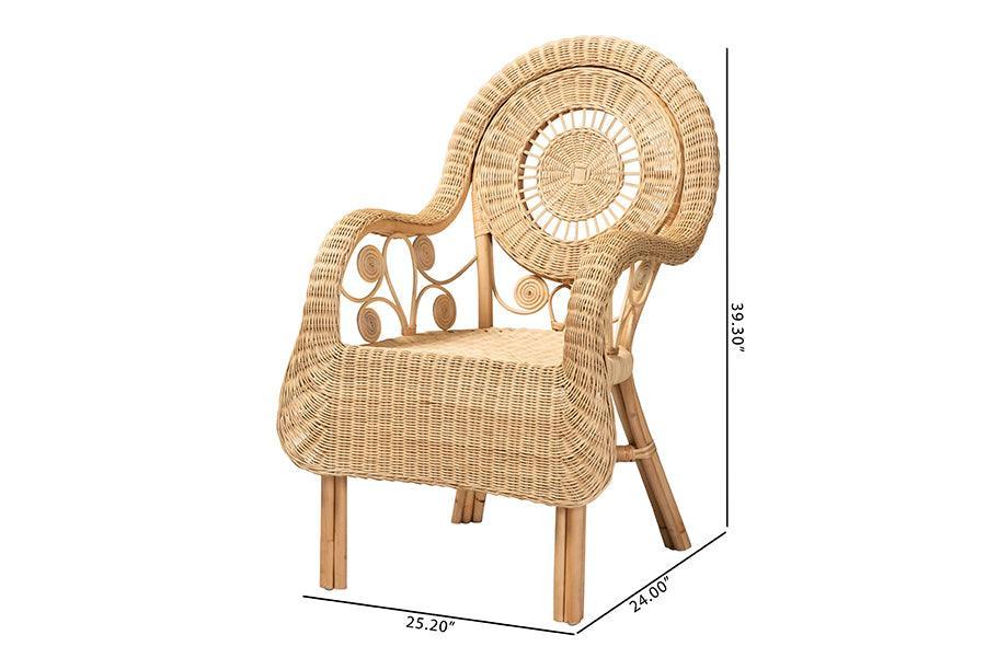 Putri Modern Bohemian Natural Rattan Arm Chair FredCo