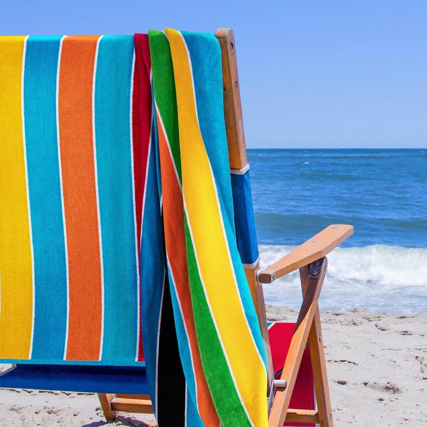 Rainbow Stripes Egyptian Cotton Oversized Beach Towel Set FredCo