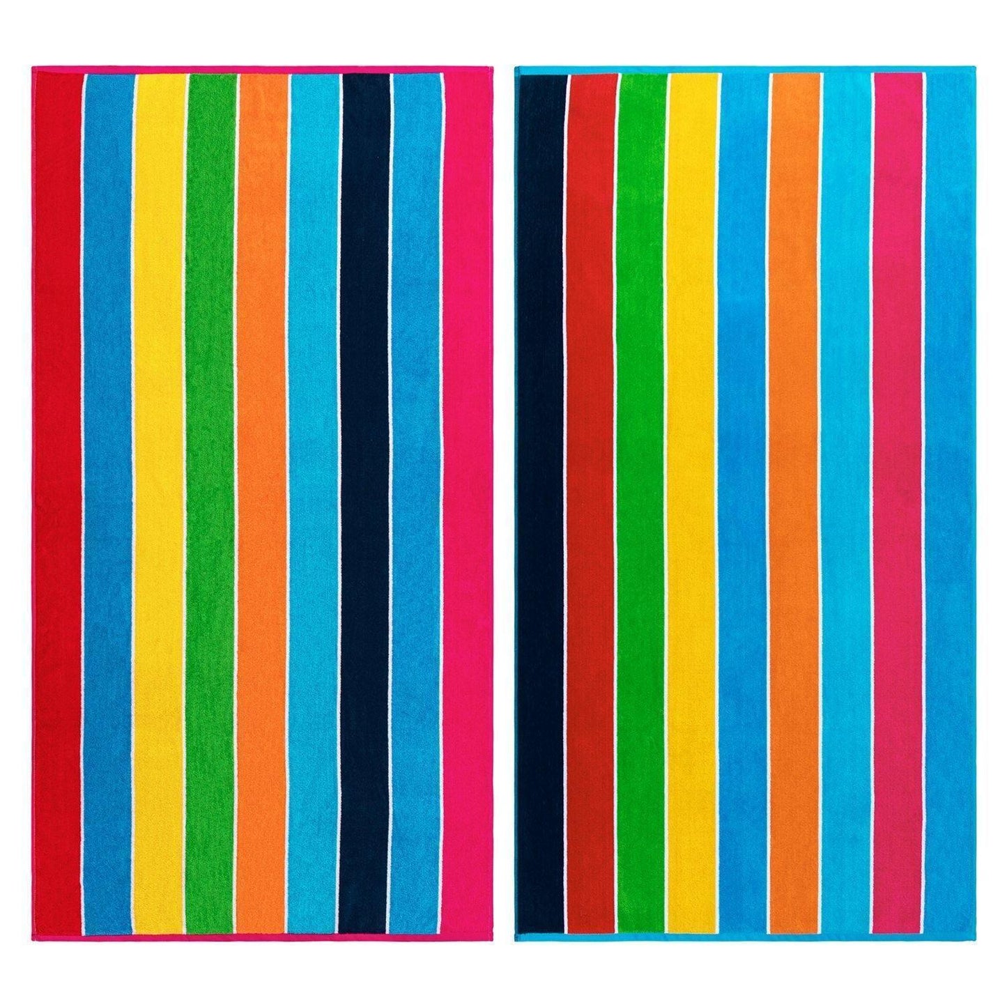 Rainbow Stripes Egyptian Cotton Oversized Beach Towel Set FredCo