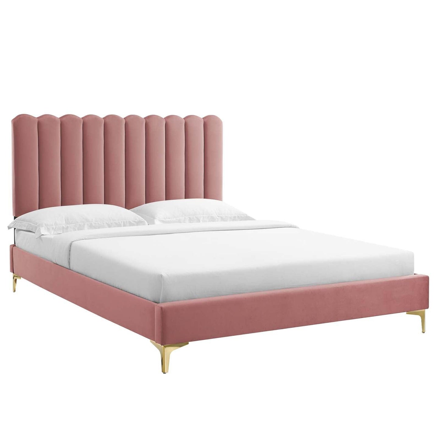 Reagan King Performance Velvet Platform Bed, MOD-7076 FredCo