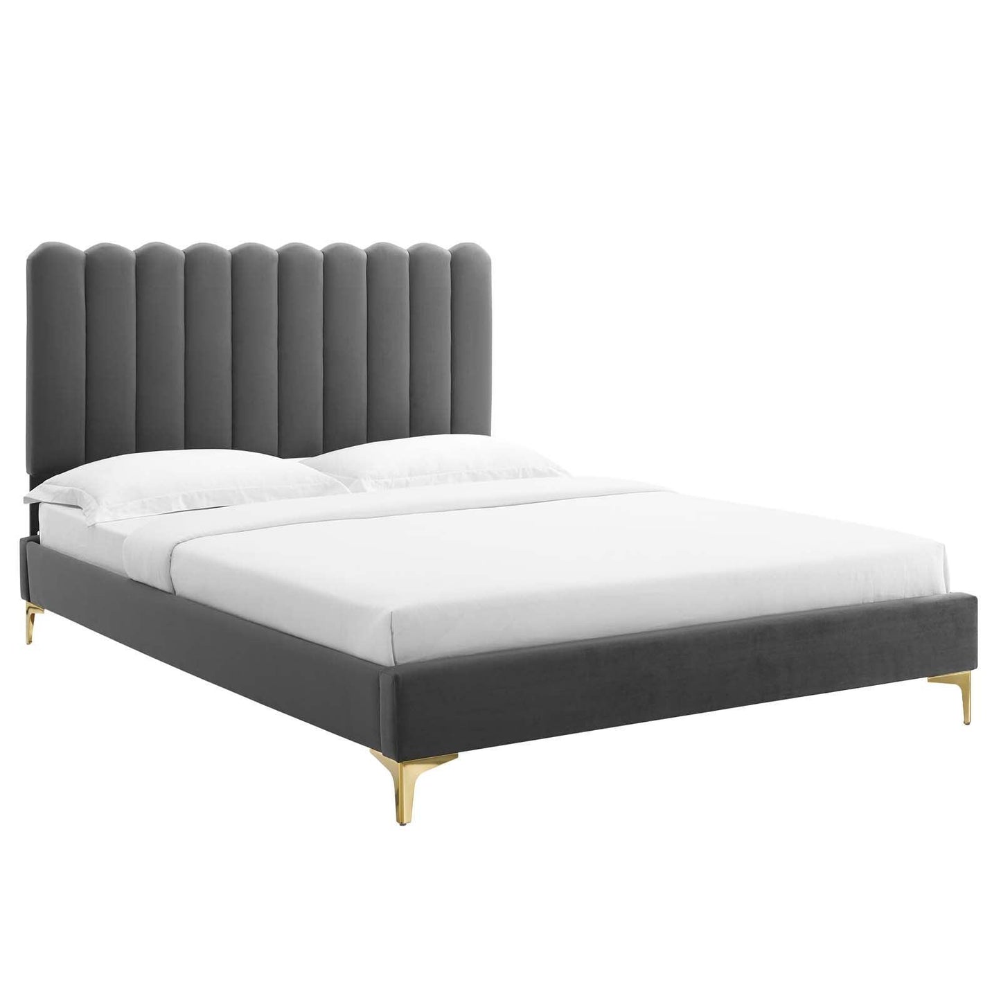 Reagan King Performance Velvet Platform Bed, MOD-7076 FredCo