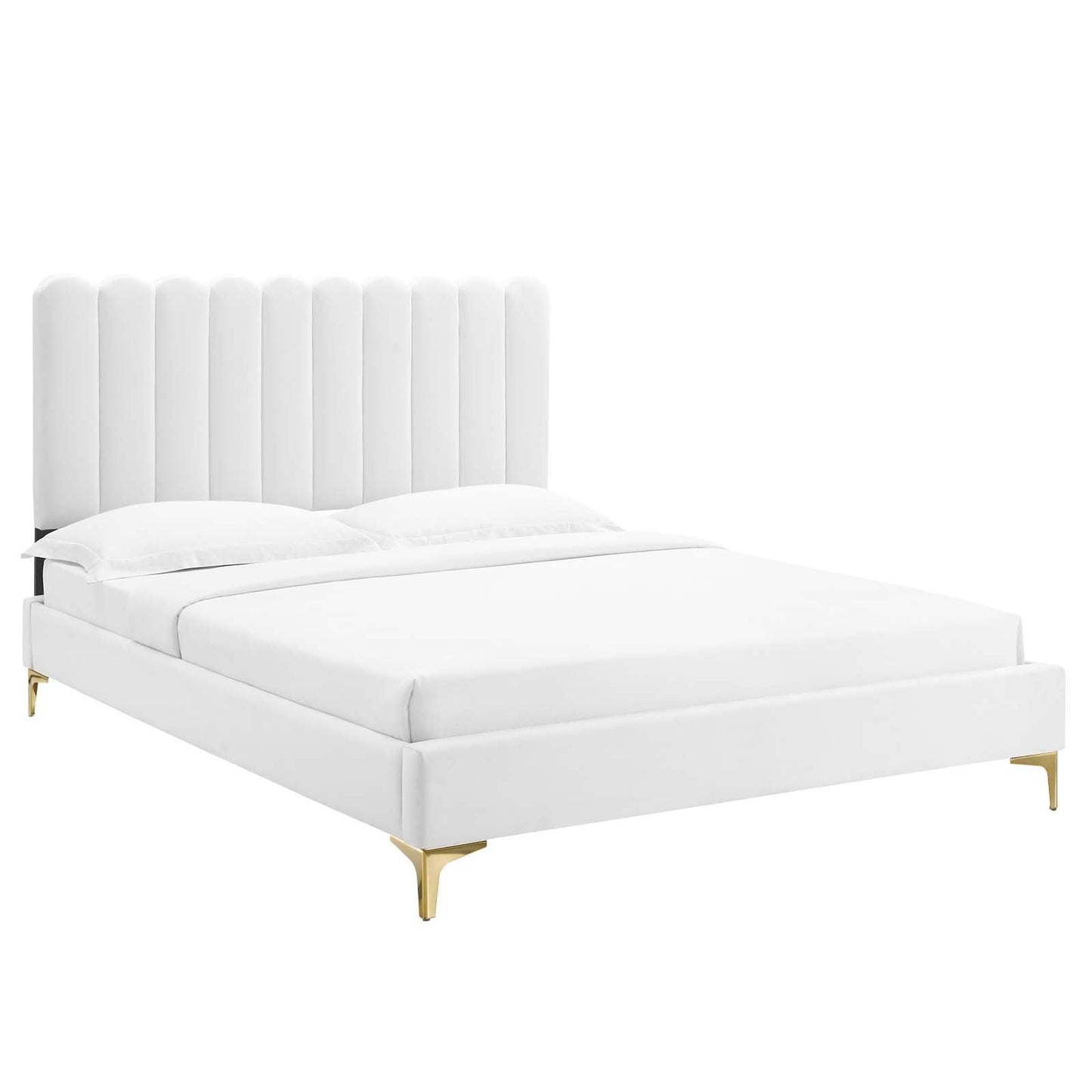Reagan King Performance Velvet Platform Bed, MOD-7076 FredCo