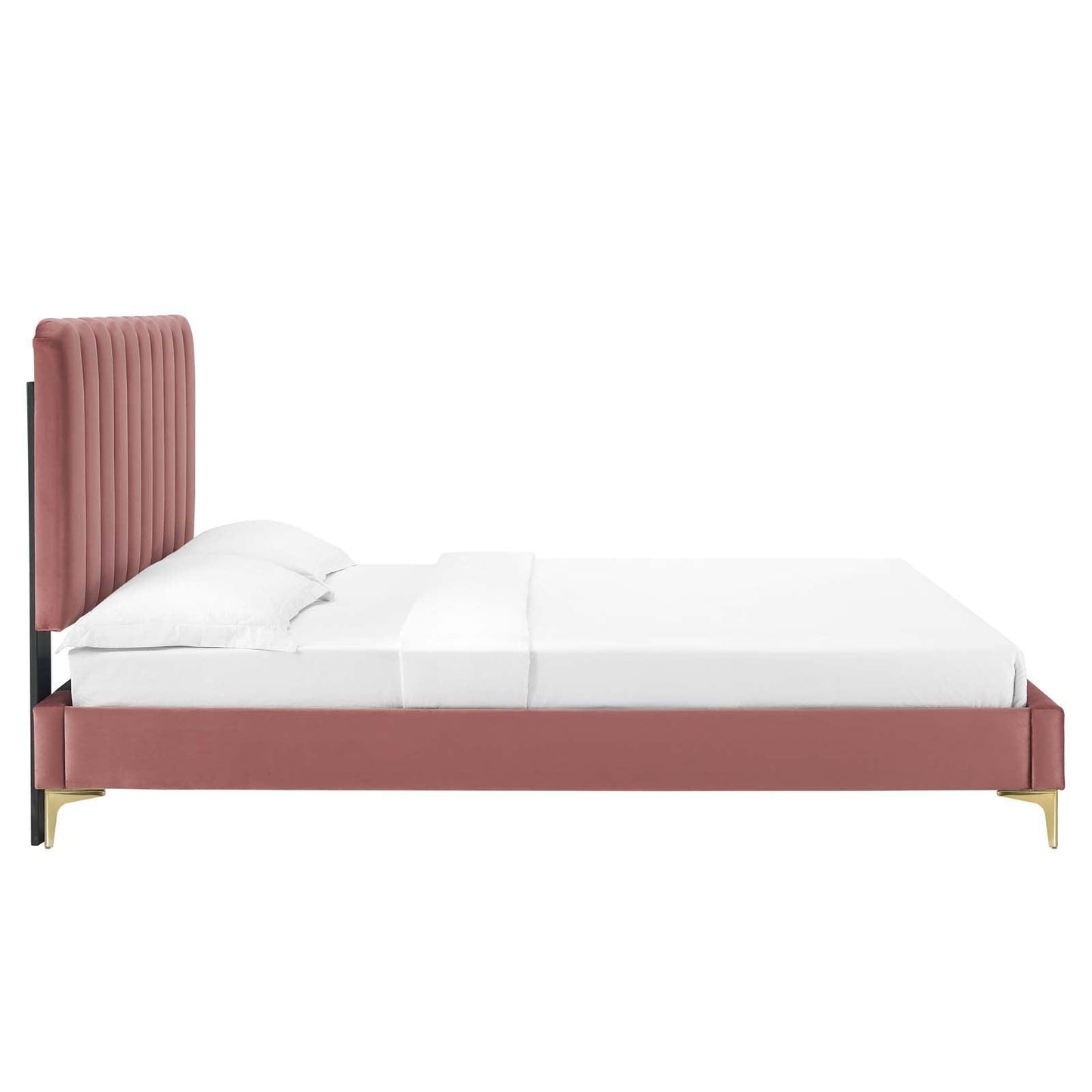 Reagan King Performance Velvet Platform Bed, MOD-7076 FredCo
