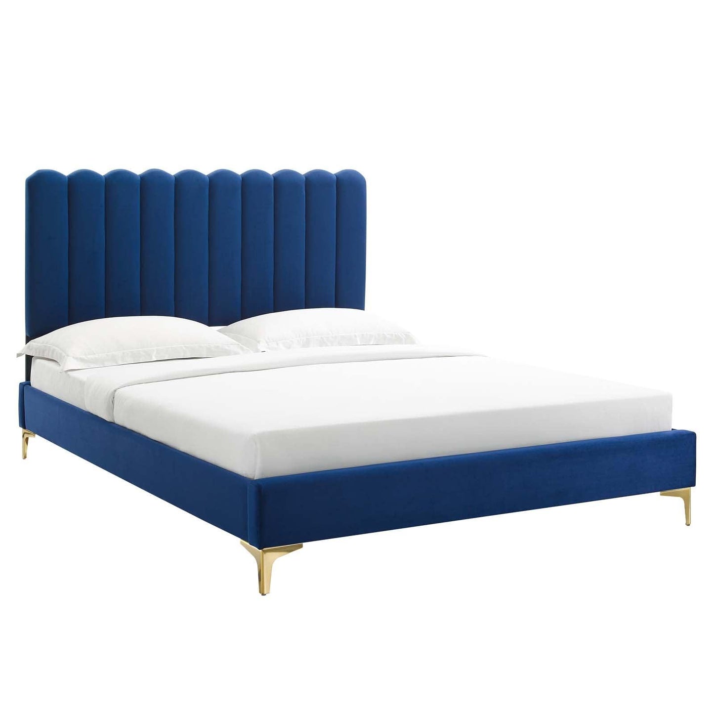 Reagan King Performance Velvet Platform Bed, MOD-7076 FredCo