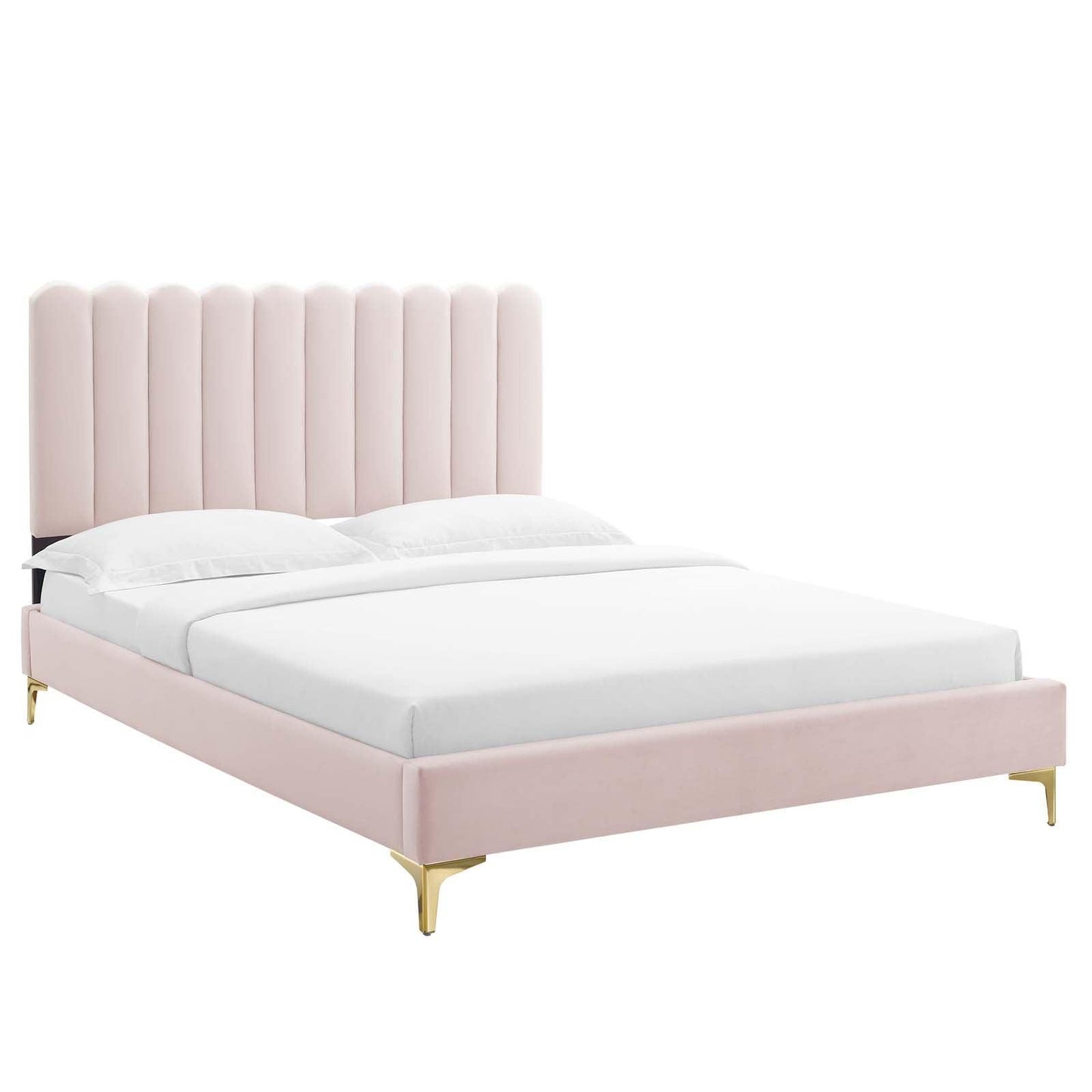 Reagan King Performance Velvet Platform Bed, MOD-7076 FredCo