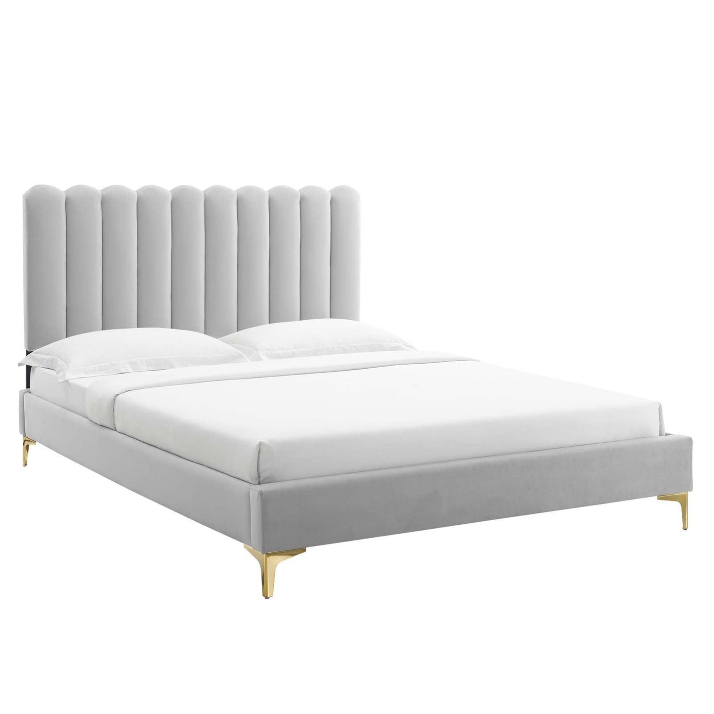 Reagan King Performance Velvet Platform Bed, MOD-7076 FredCo