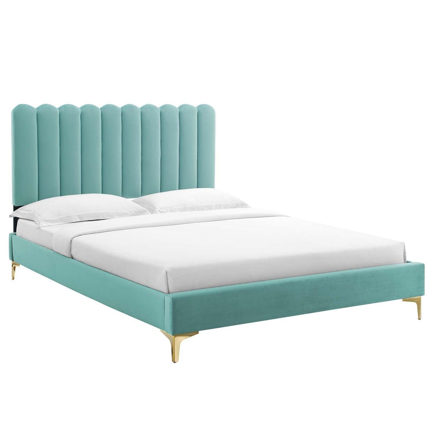 Reagan King Performance Velvet Platform Bed, MOD-7076 FredCo