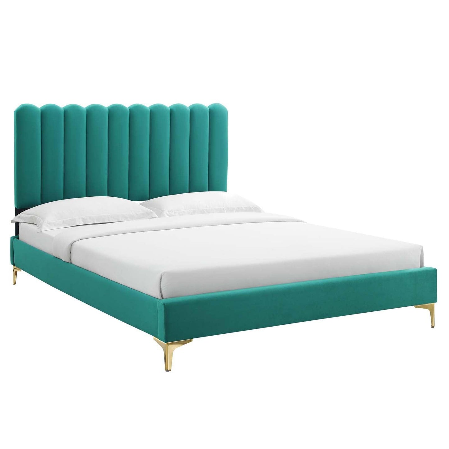 Reagan King Performance Velvet Platform Bed, MOD-7076 FredCo