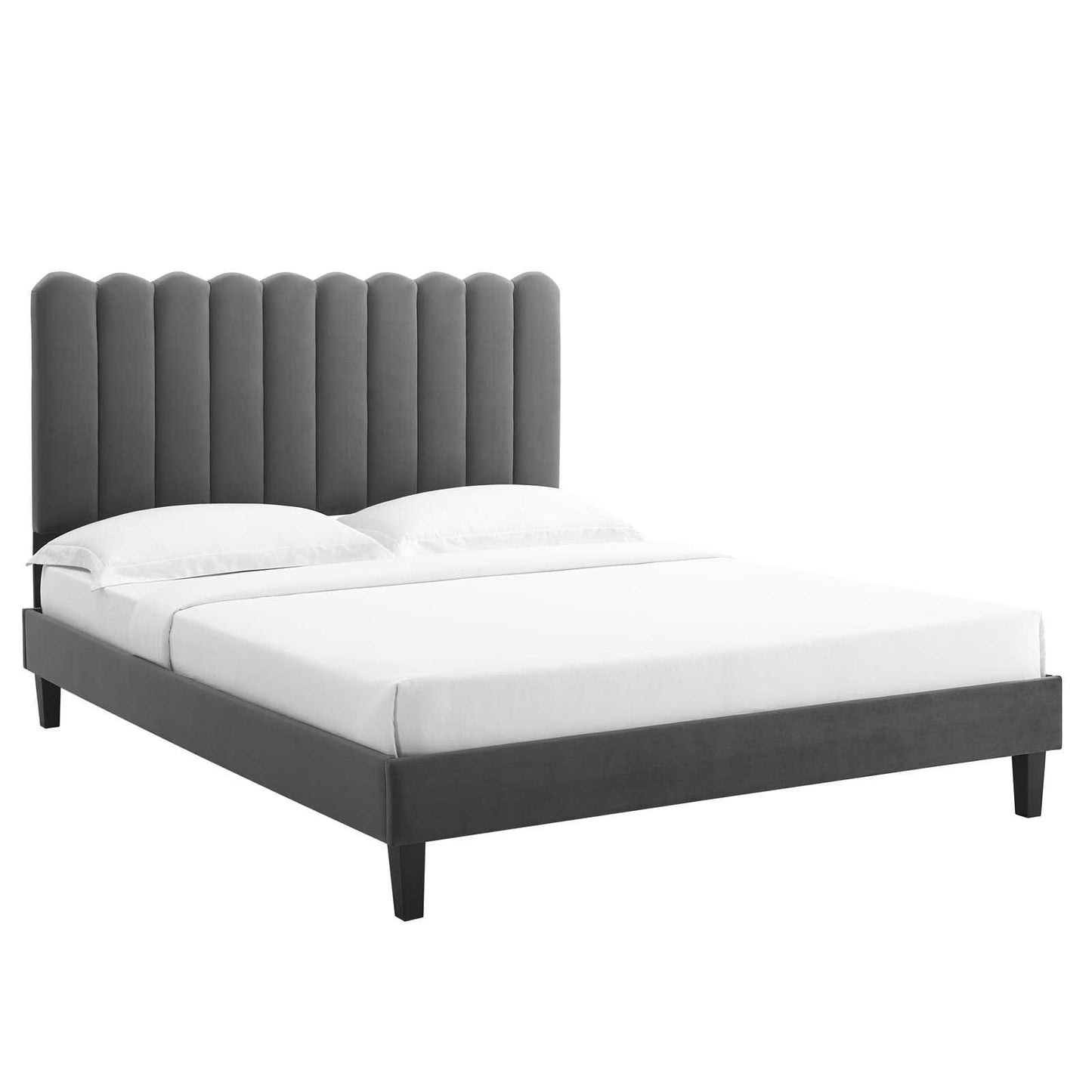 Reagan Queen Performance Velvet Platform Bed, MOD-6588 FredCo
