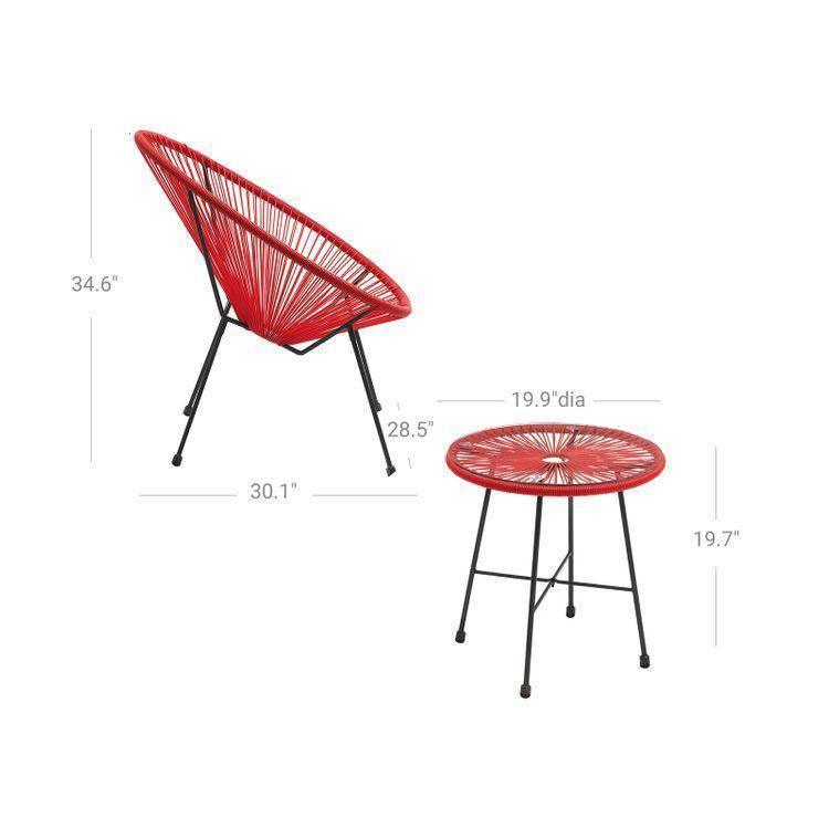 Red 3-Piece Outdoor Acapulco Chair FredCo