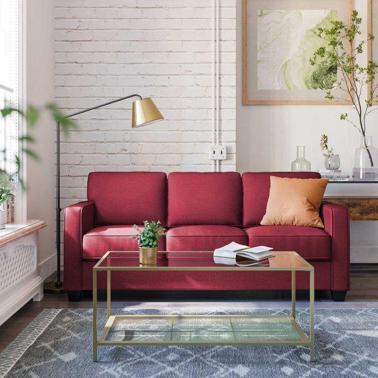 Red Modern Upholstered Sofa FredCo