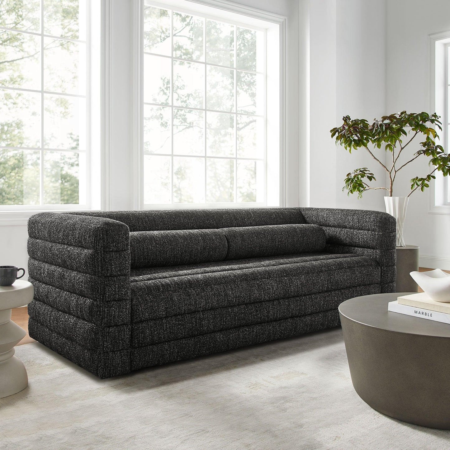 Relle Channel Tufted Boucle Upholstered Sofa by Modway EEI-7136 FredCo