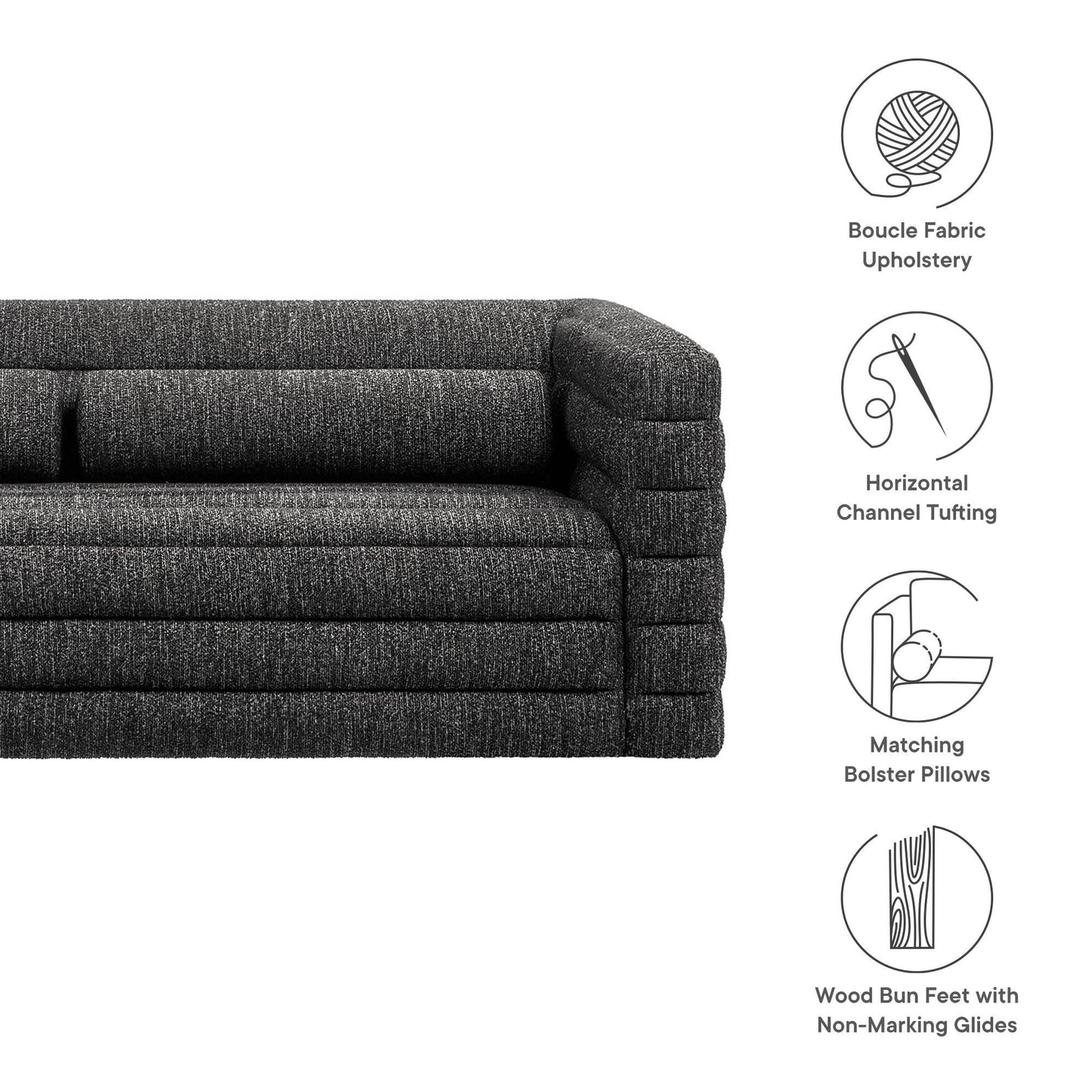 Relle Channel Tufted Boucle Upholstered Sofa by Modway EEI-7136 FredCo