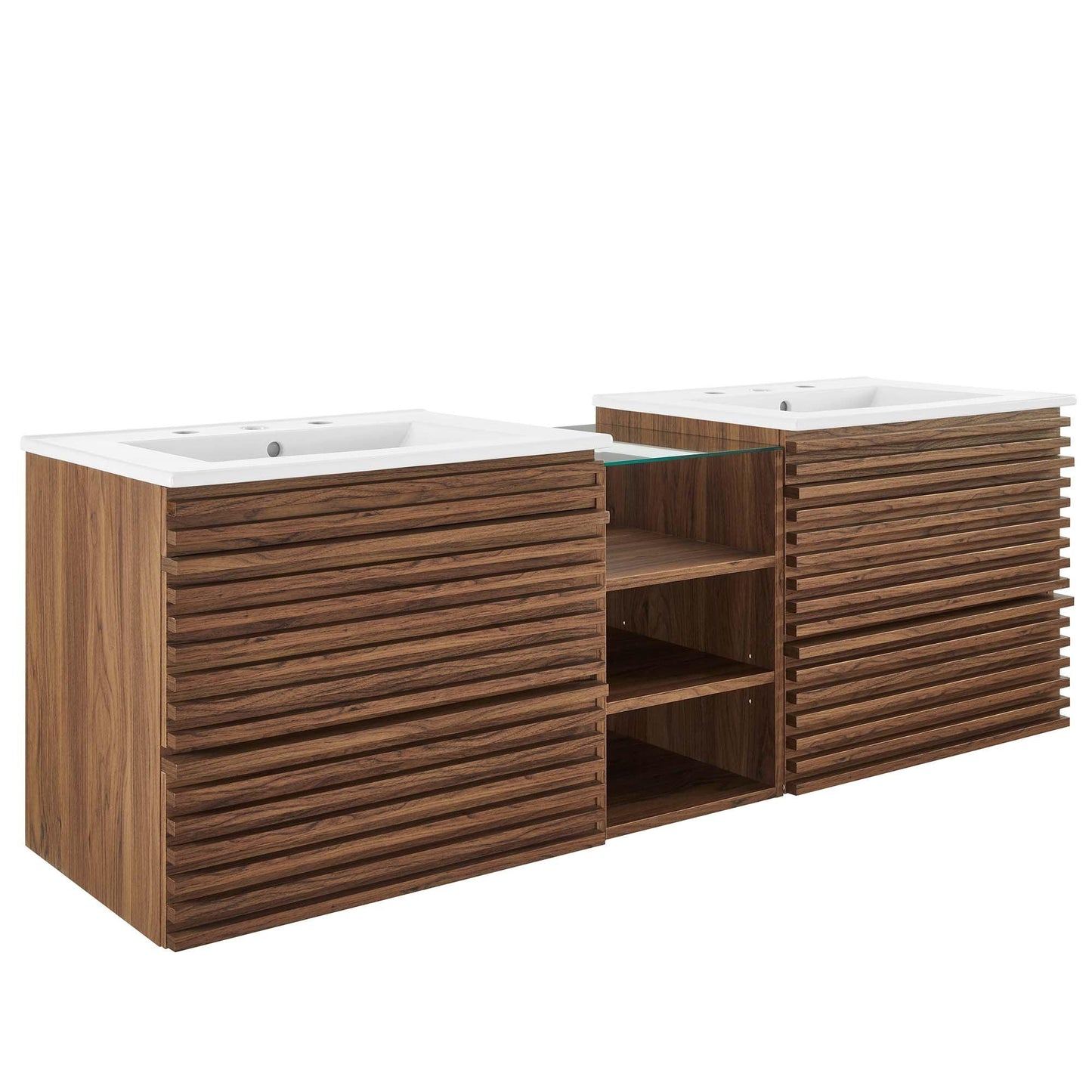 Render 62" Wall-Mount Double Sink Bathroom Vanity by Modway FredCo