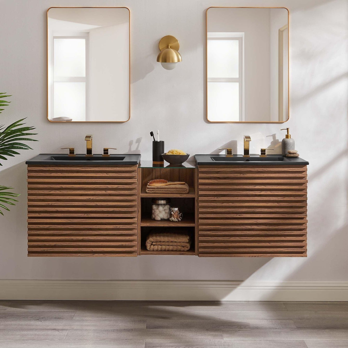 Render 62" Wall-Mount Double Sink Bathroom Vanity by Modway FredCo