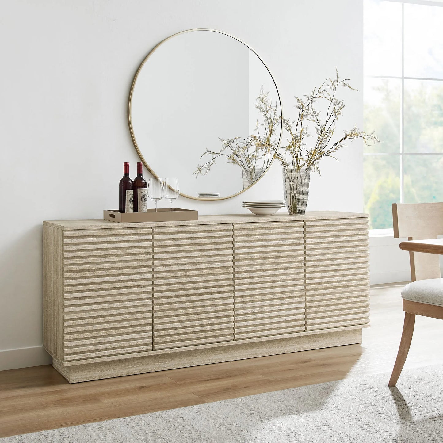 Render 70" Faux Travertine Sideboard Cabinet TV Stand by Modway EEI-6966 FredCo