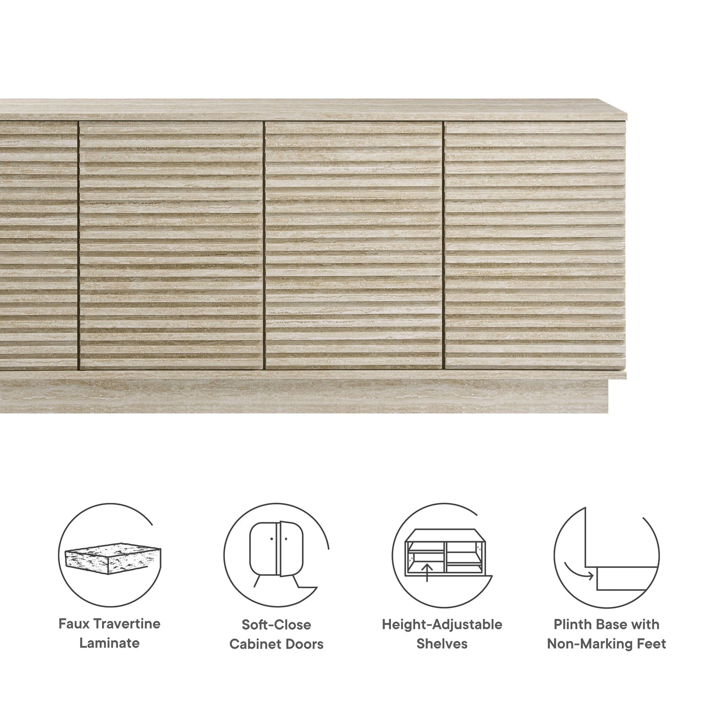 Render 70" Faux Travertine Sideboard Cabinet TV Stand by Modway EEI-6966 FredCo