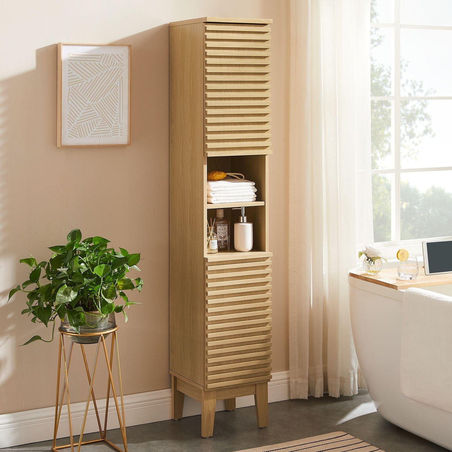 Render Tall Narrow Bathroom Storage Cabinet by Modway FredCo