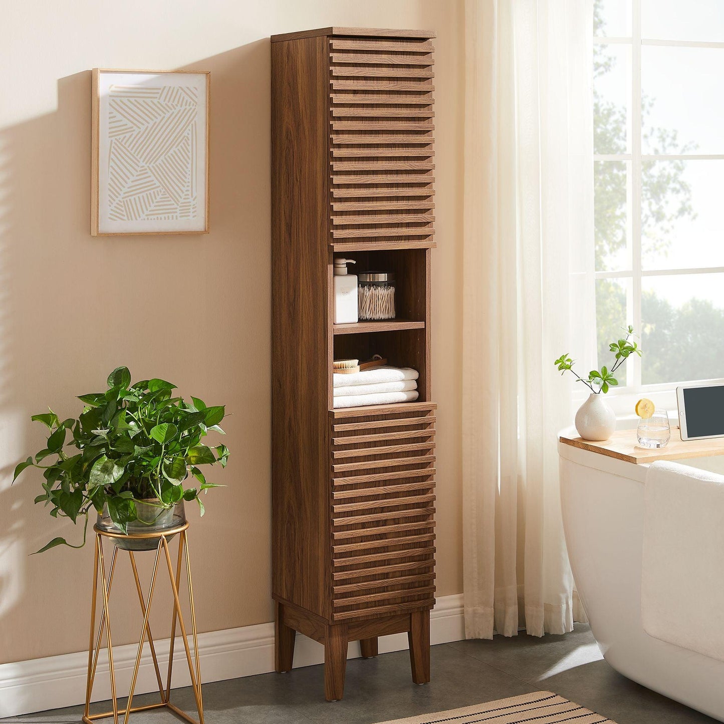 Render Tall Narrow Bathroom Storage Cabinet by Modway FredCo