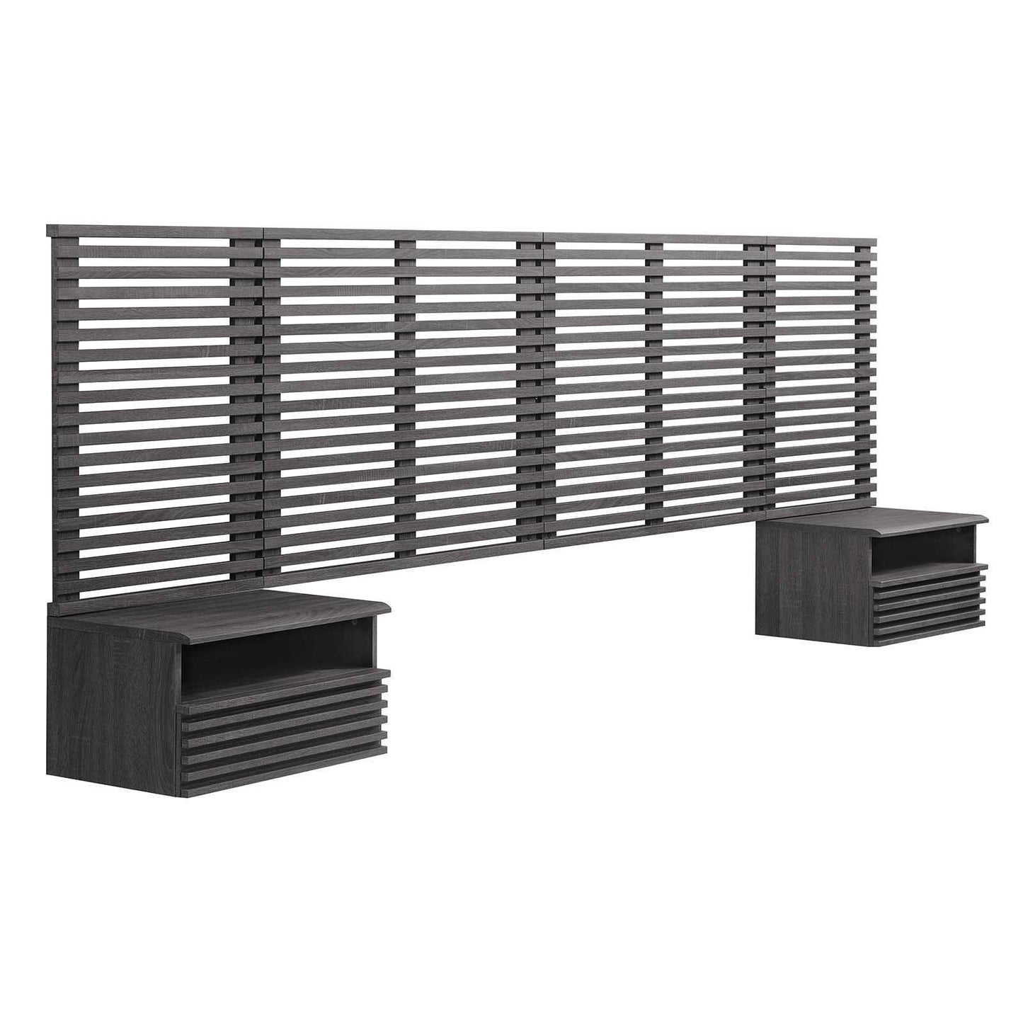 Render Wall Mount King Headboard and Modern Nightstands, MOD-7117 FredCo