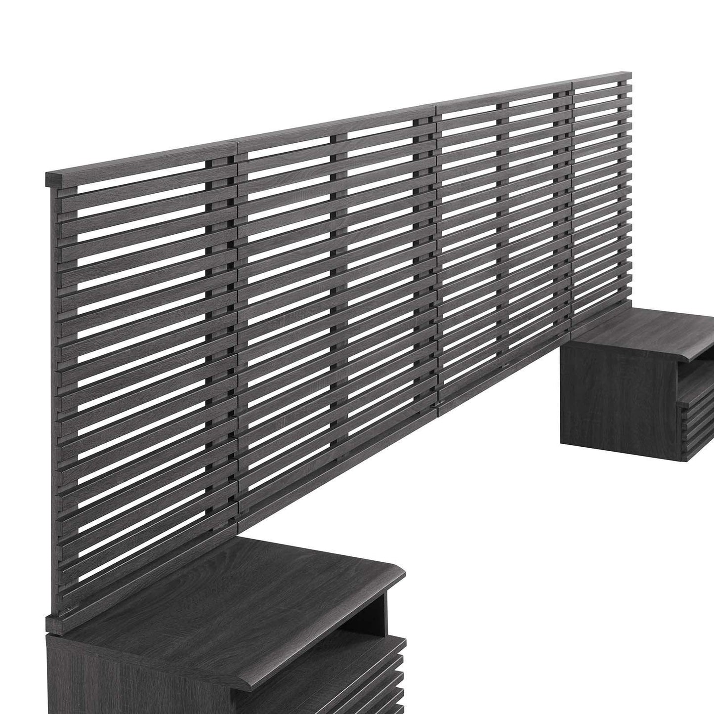 Render Wall Mount King Headboard and Modern Nightstands, MOD-7117 FredCo