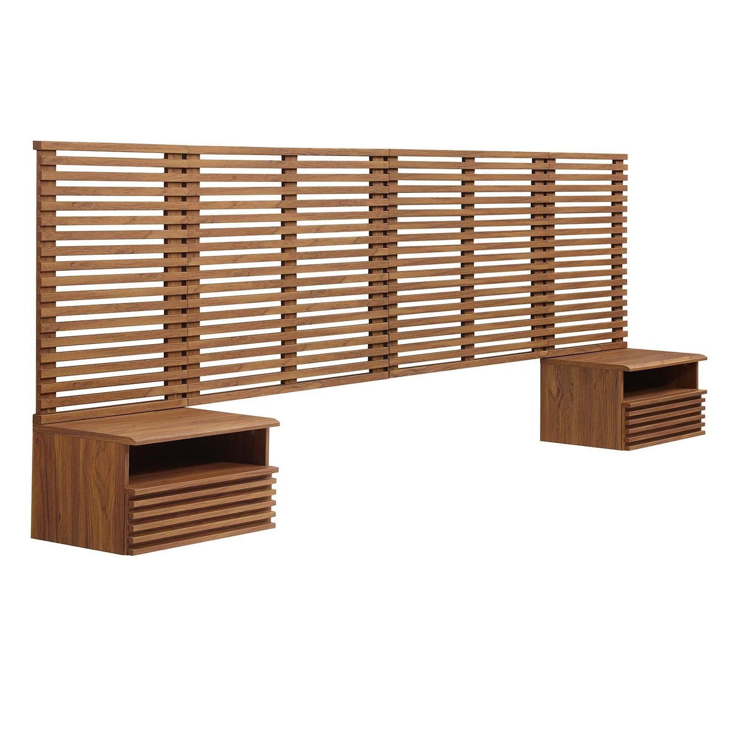 Render Wall Mount King Headboard and Modern Nightstands, MOD-7117 FredCo