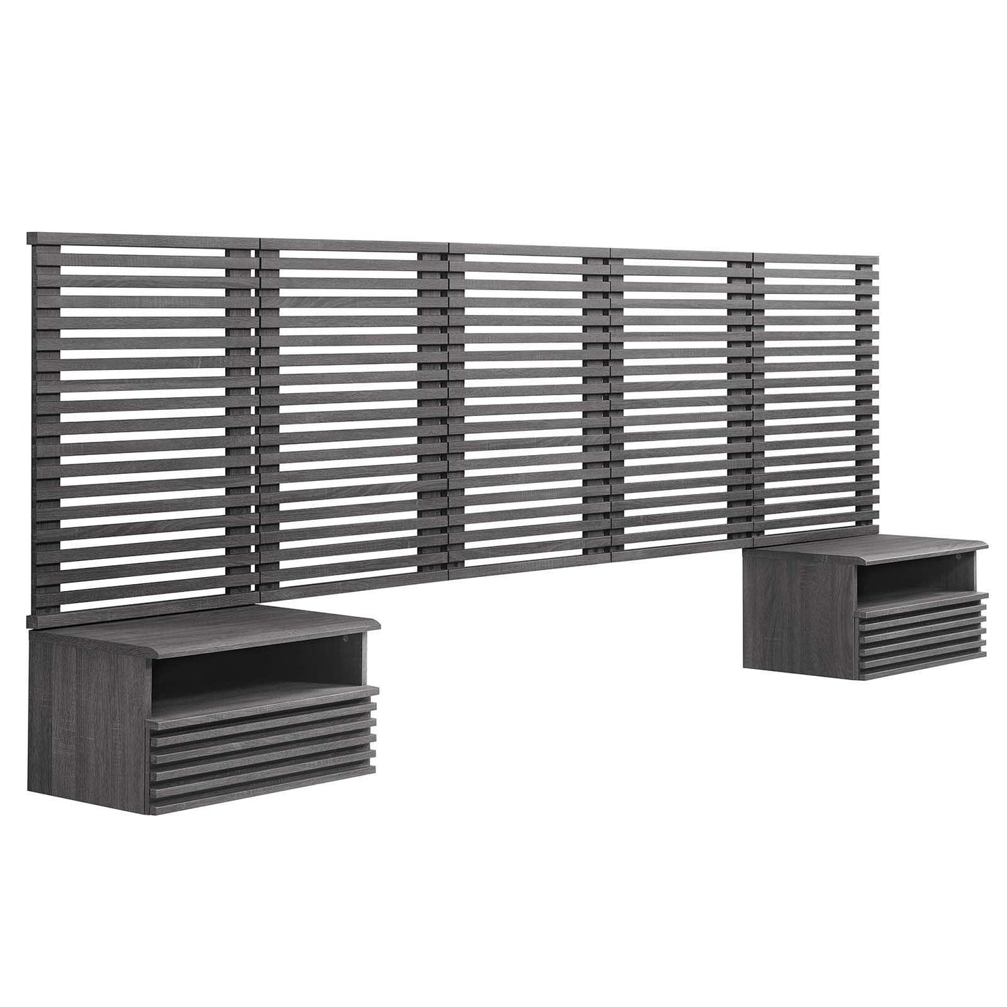 Render Wall Mount Queen Headboard and Modern Nightstands, MOD-7116 FredCo