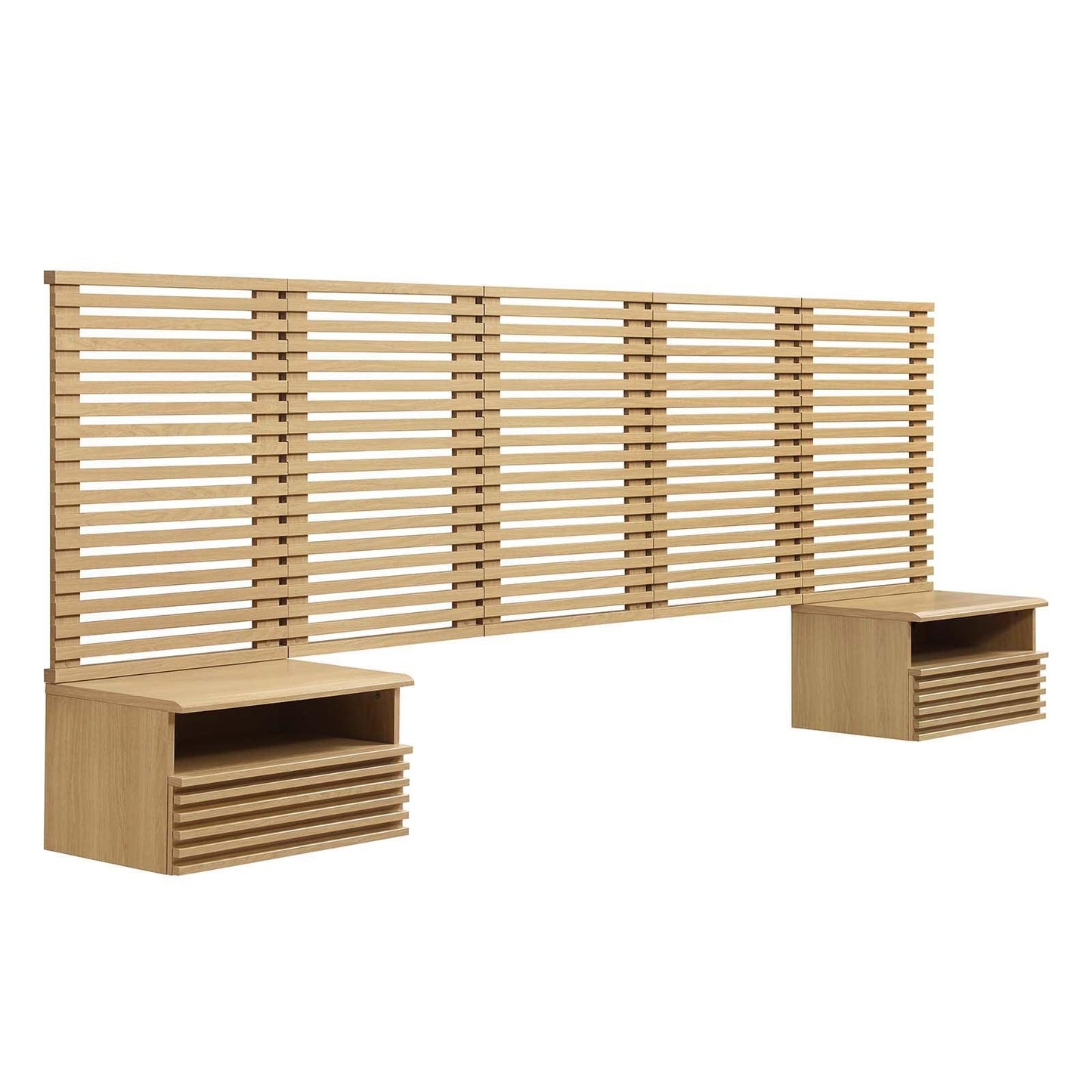 Render Wall Mount Queen Headboard and Modern Nightstands, MOD-7116 FredCo