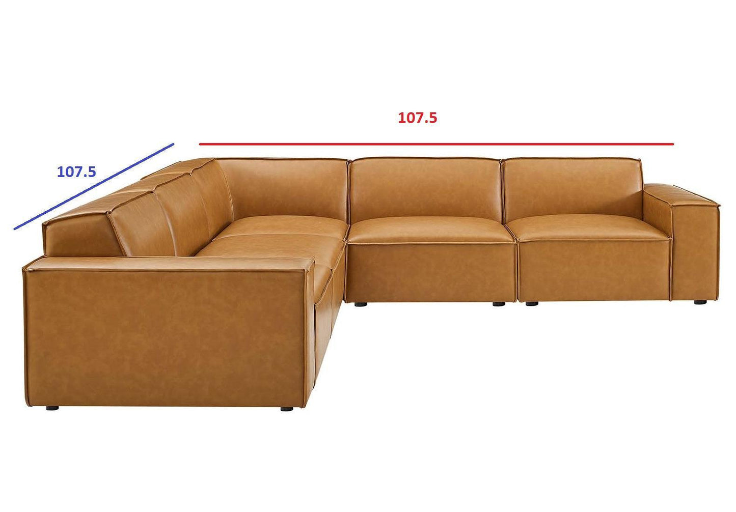 Restore 5-Piece Vegan Leather Sectional Sofa, EEI-4712 FredCo