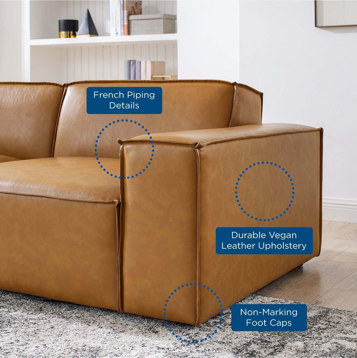 Restore 5-Piece Vegan Leather Sectional Sofa, EEI-4712 FredCo