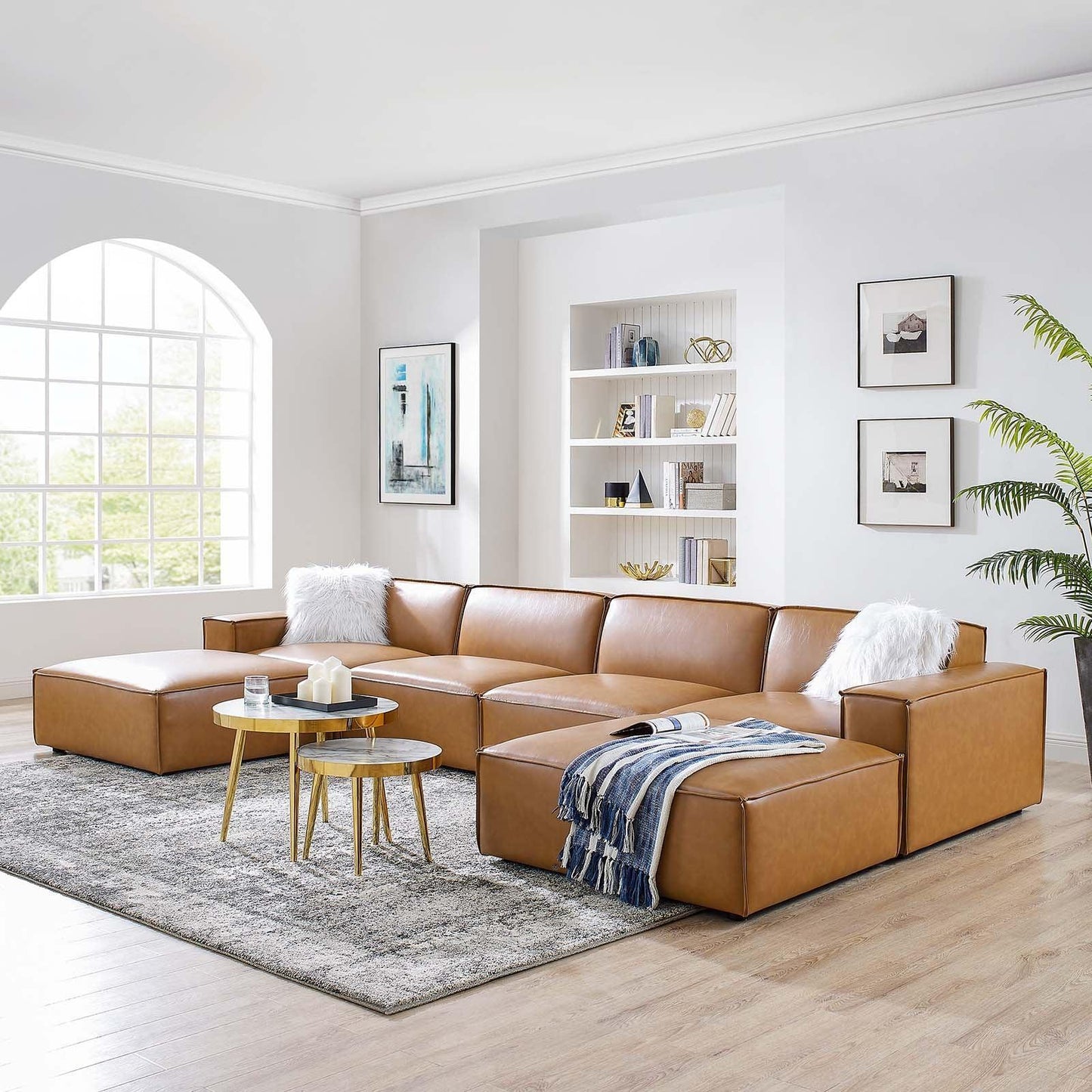Restore 6-Piece Vegan Leather Sectional Sofa, EEI-4713 FredCo