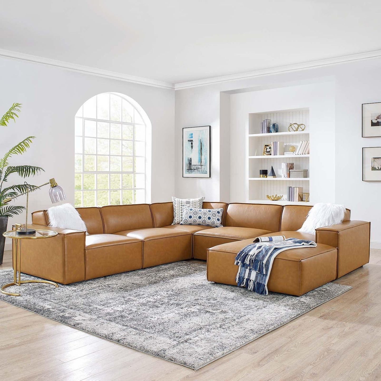 Restore 6-Piece Vegan Leather Sectional Sofa, EEI-4714 FredCo