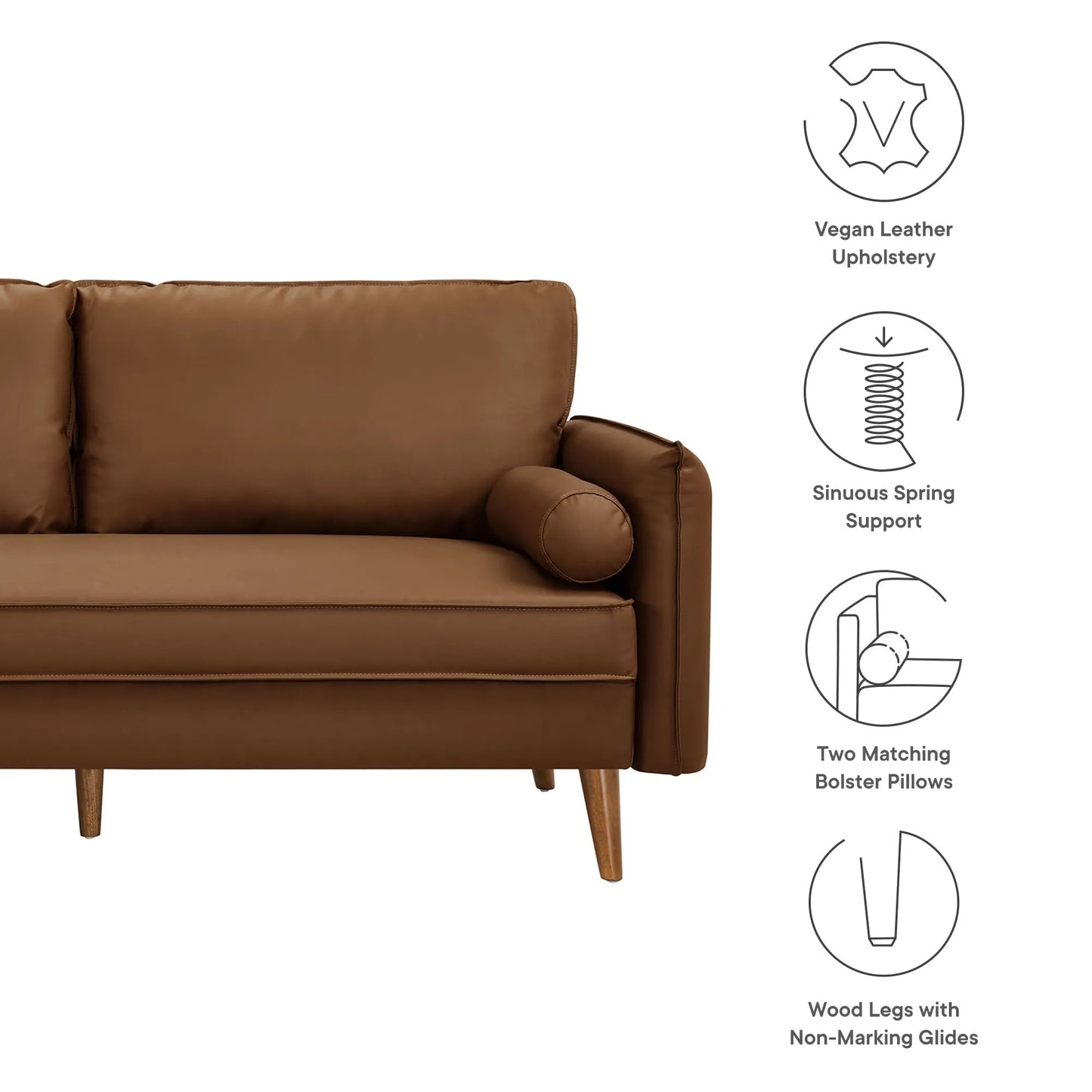 Revive Upholstered Vegan Leather Sofa by Modway EEI-6975 FredCo