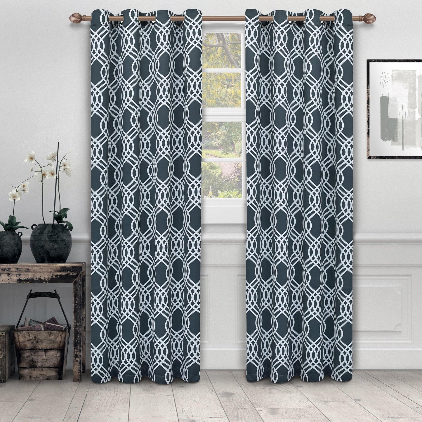 Ribbon Room Darkening Noise Reducing Thermal Blackout Curtain Set FredCo