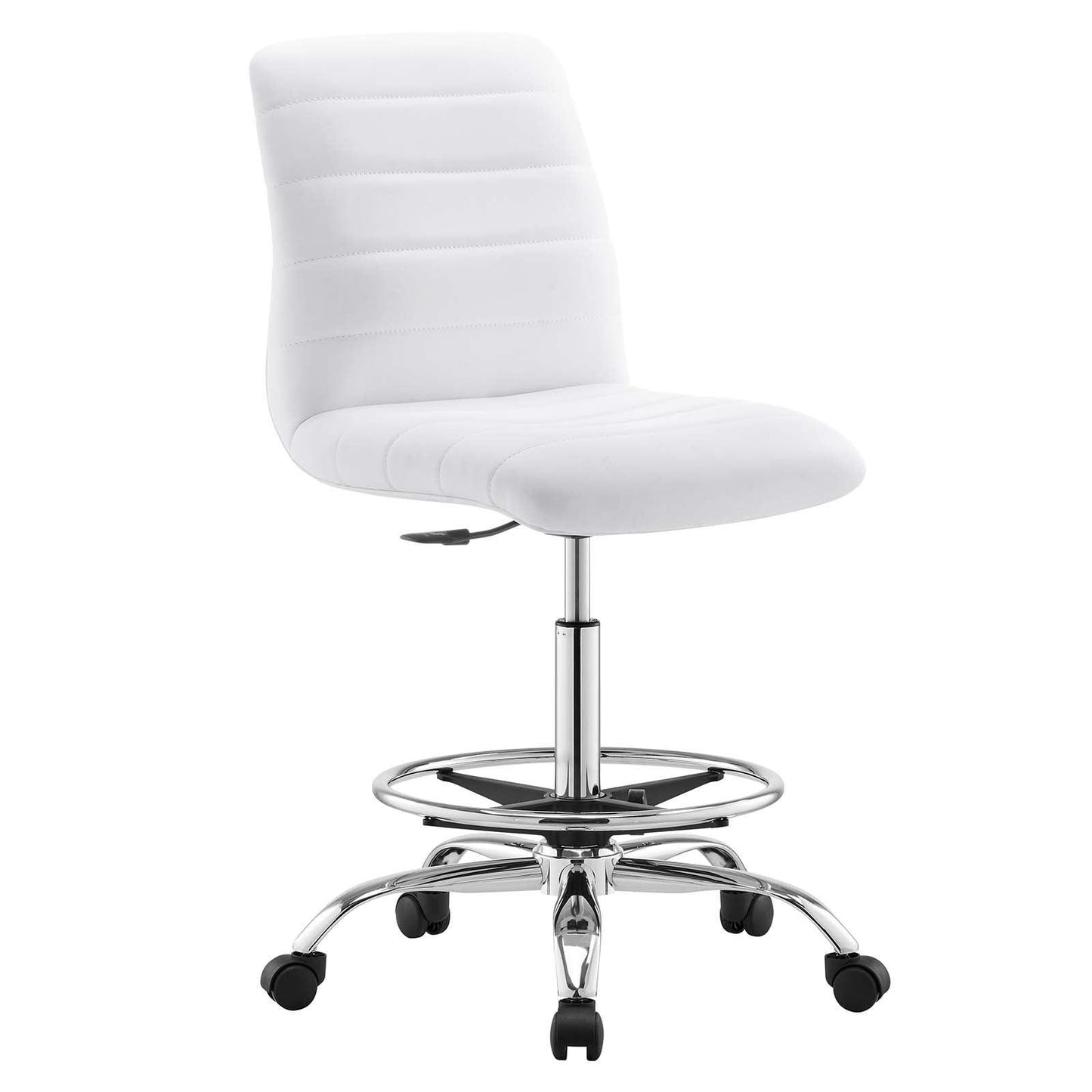 Ripple Armless Vegan Leather Drafting Chair, EEI-4980 FredCo