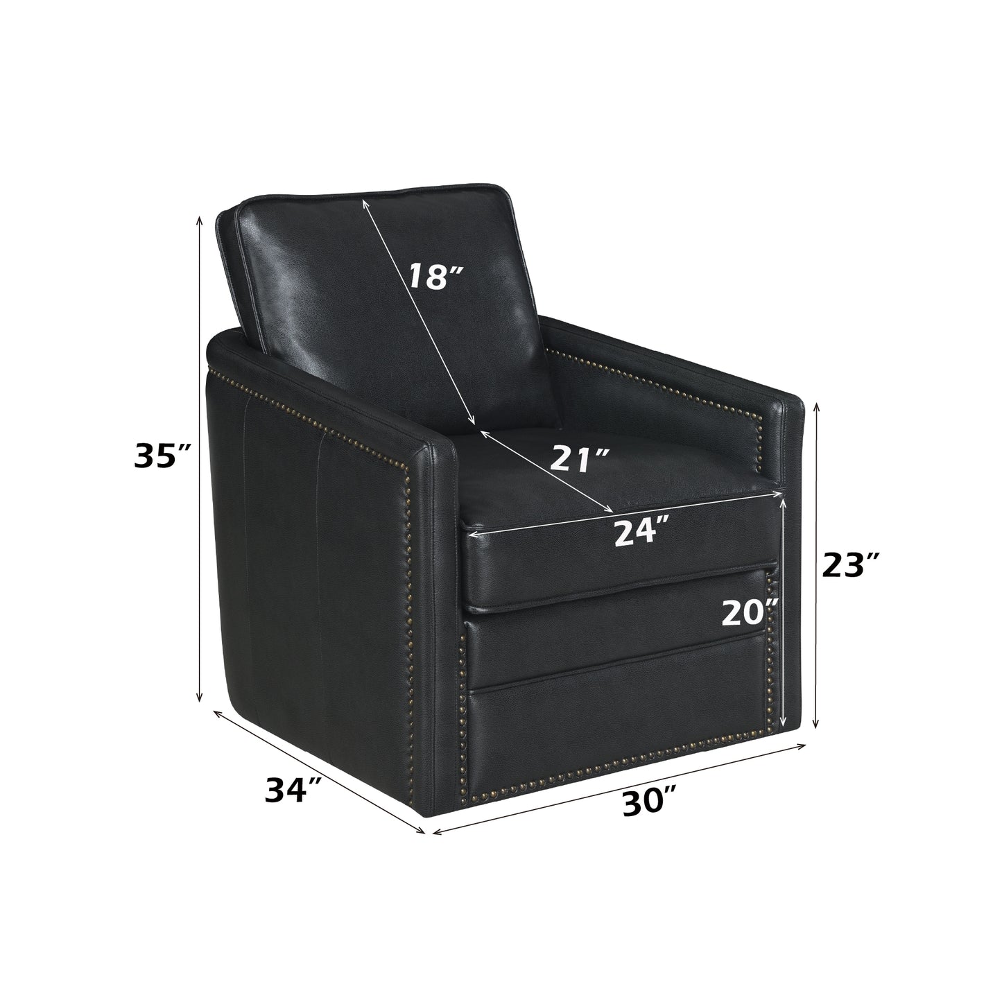 Rocha Black Leather Aire Swivel Chair W/Glider FredCo