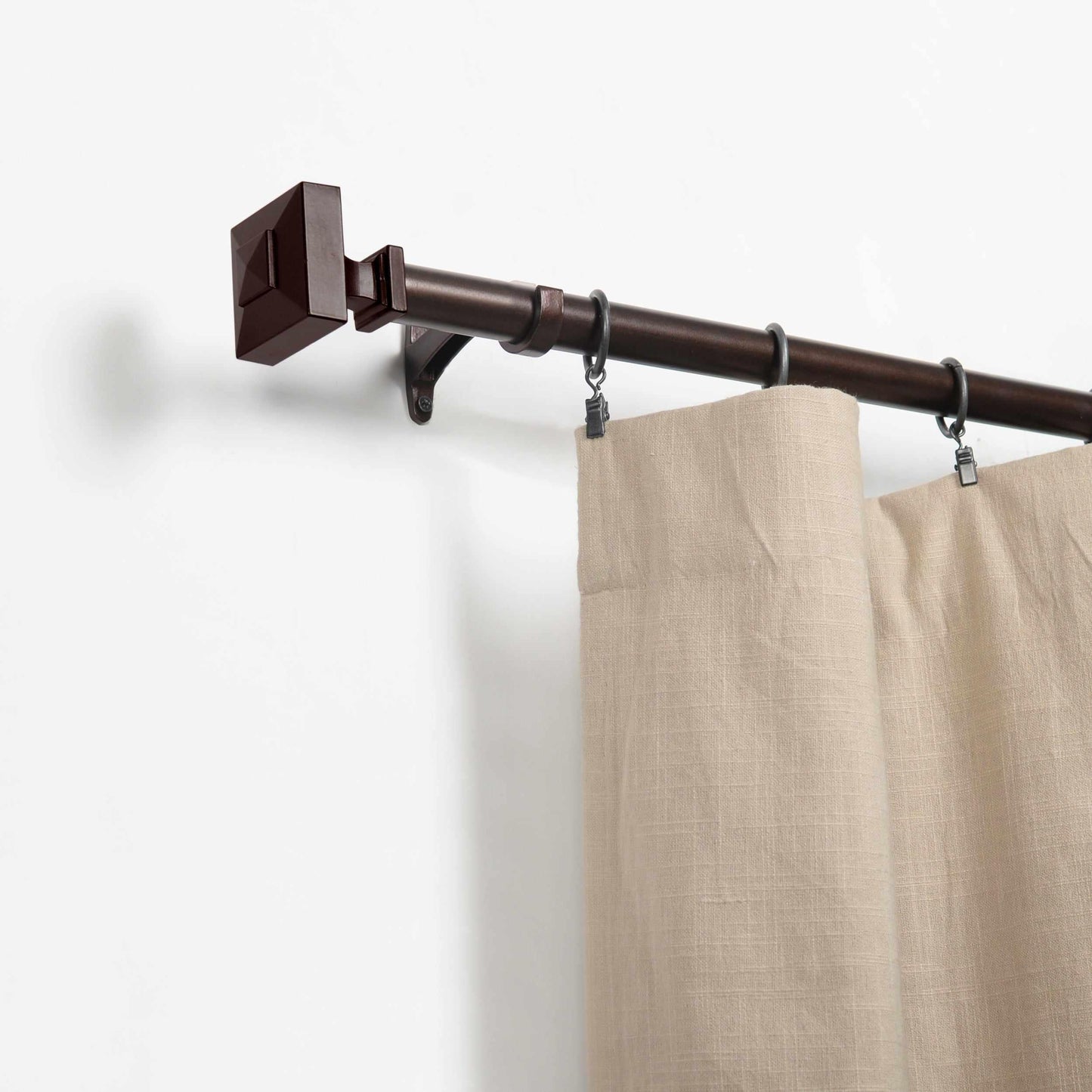 Rohan Expandable Window Curtain Rod with Capped Square Finials FredCo