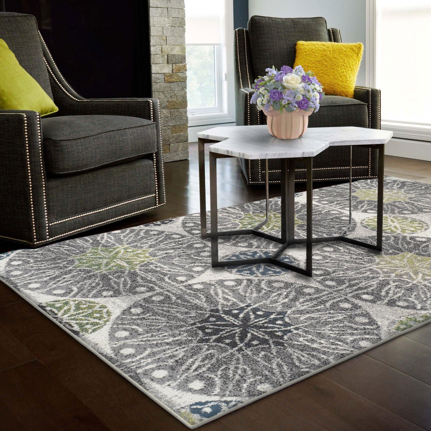 Rosette Contemporary Medallion Geometric Rug FredCo