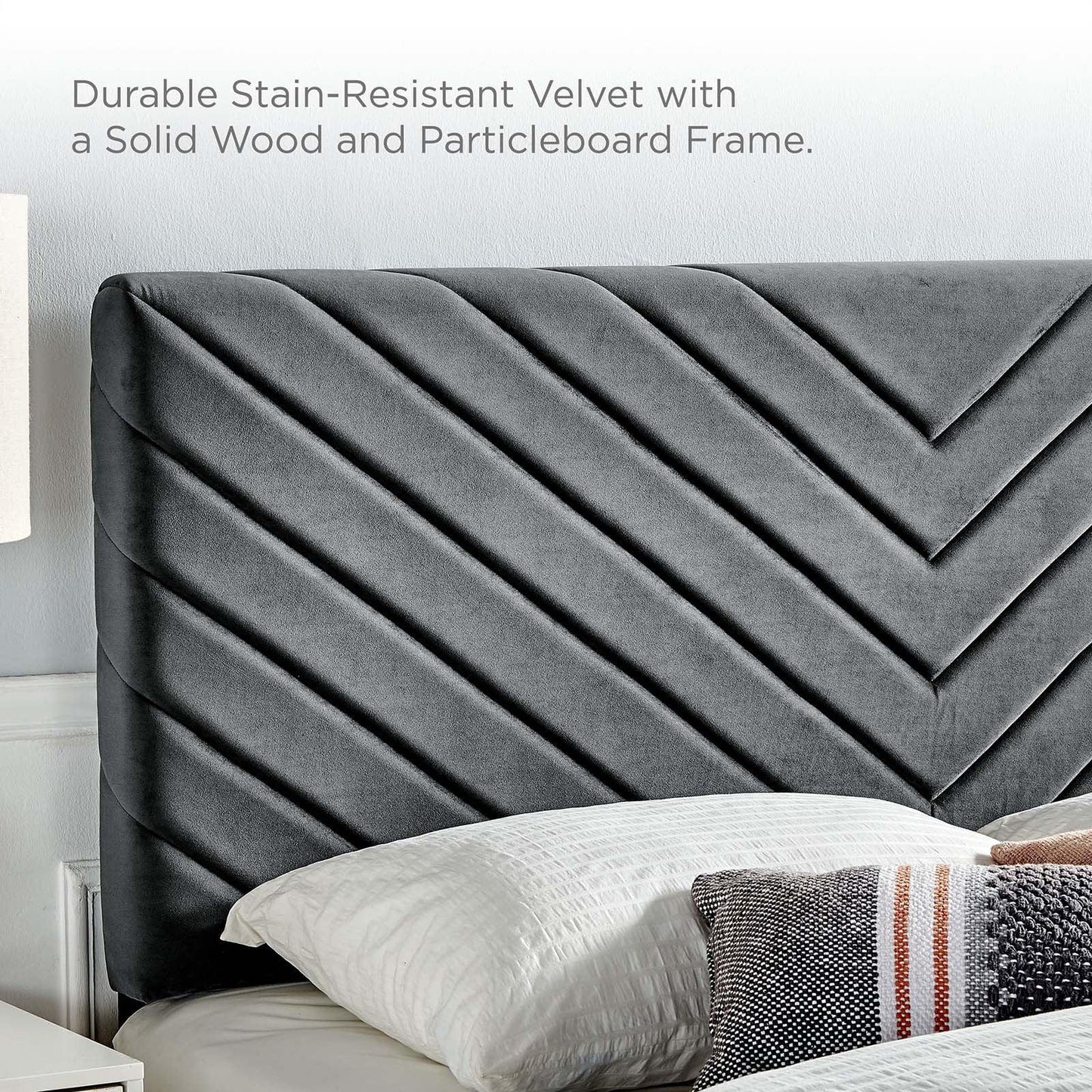 Roxanne Performance Velvet Queen Platform Bed, MOD-6285 FredCo