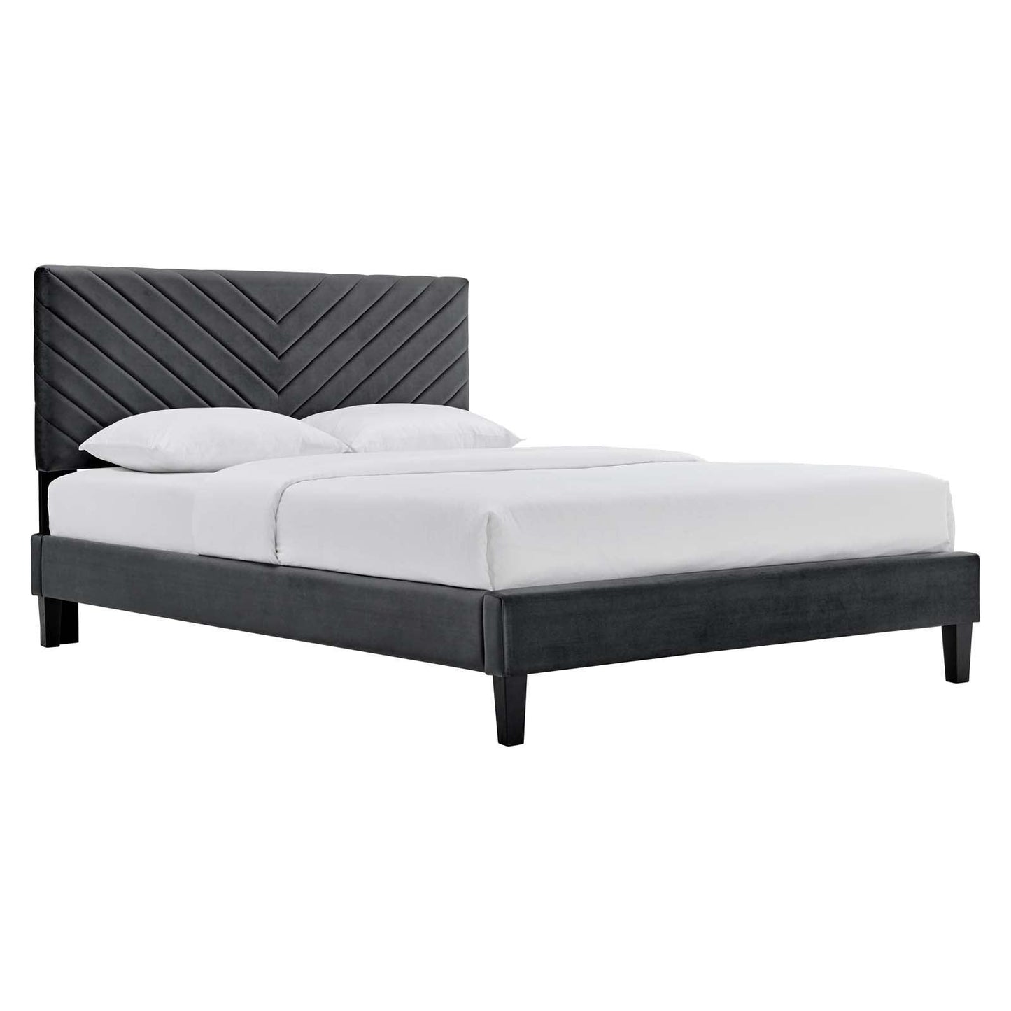 Roxanne Performance Velvet Queen Platform Bed, MOD-6285 FredCo