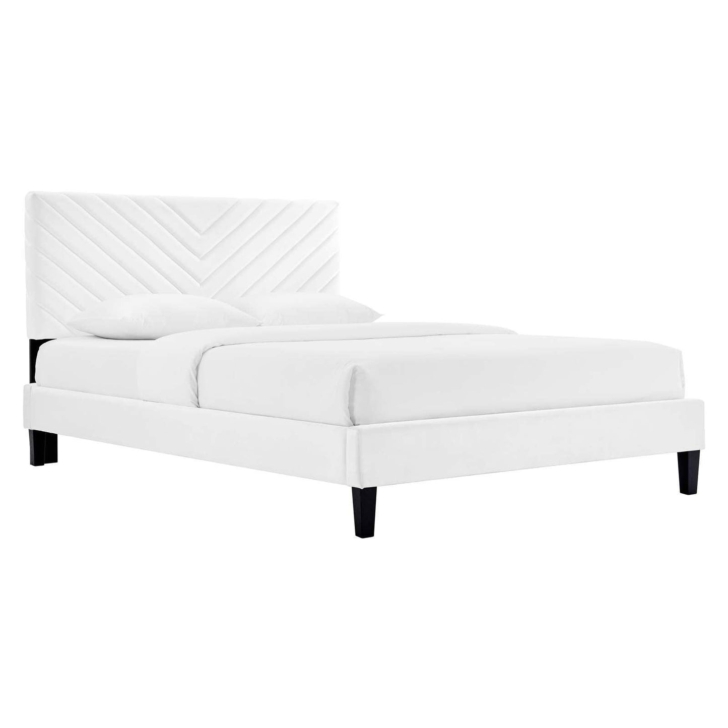 Roxanne Performance Velvet Queen Platform Bed, MOD-6285 FredCo