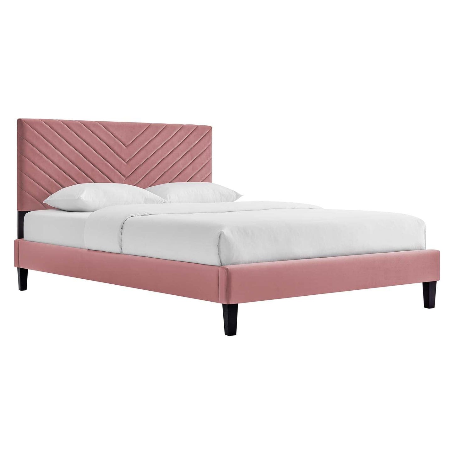 Roxanne Performance Velvet Queen Platform Bed, MOD-6285 FredCo