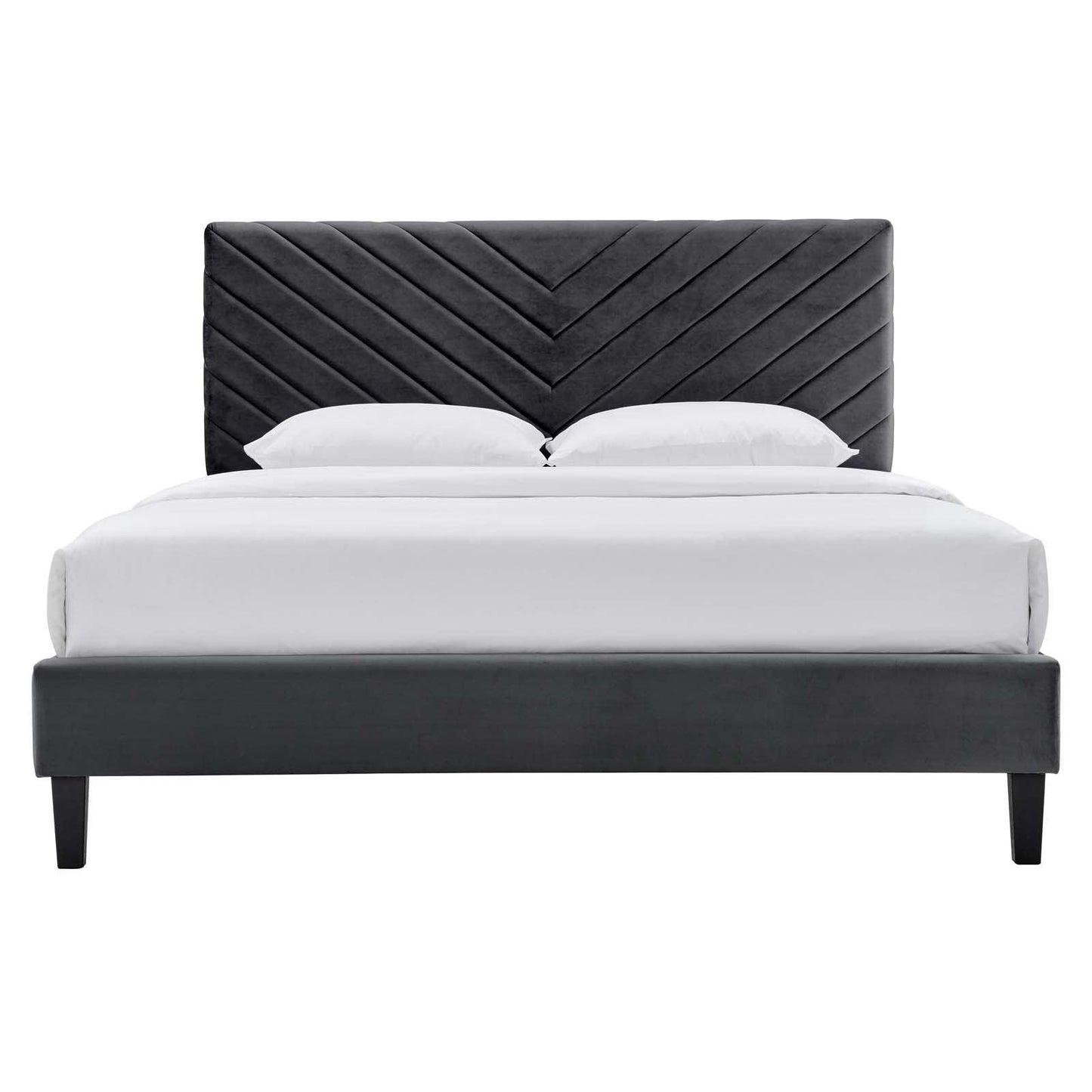 Roxanne Performance Velvet Queen Platform Bed, MOD-6285 FredCo
