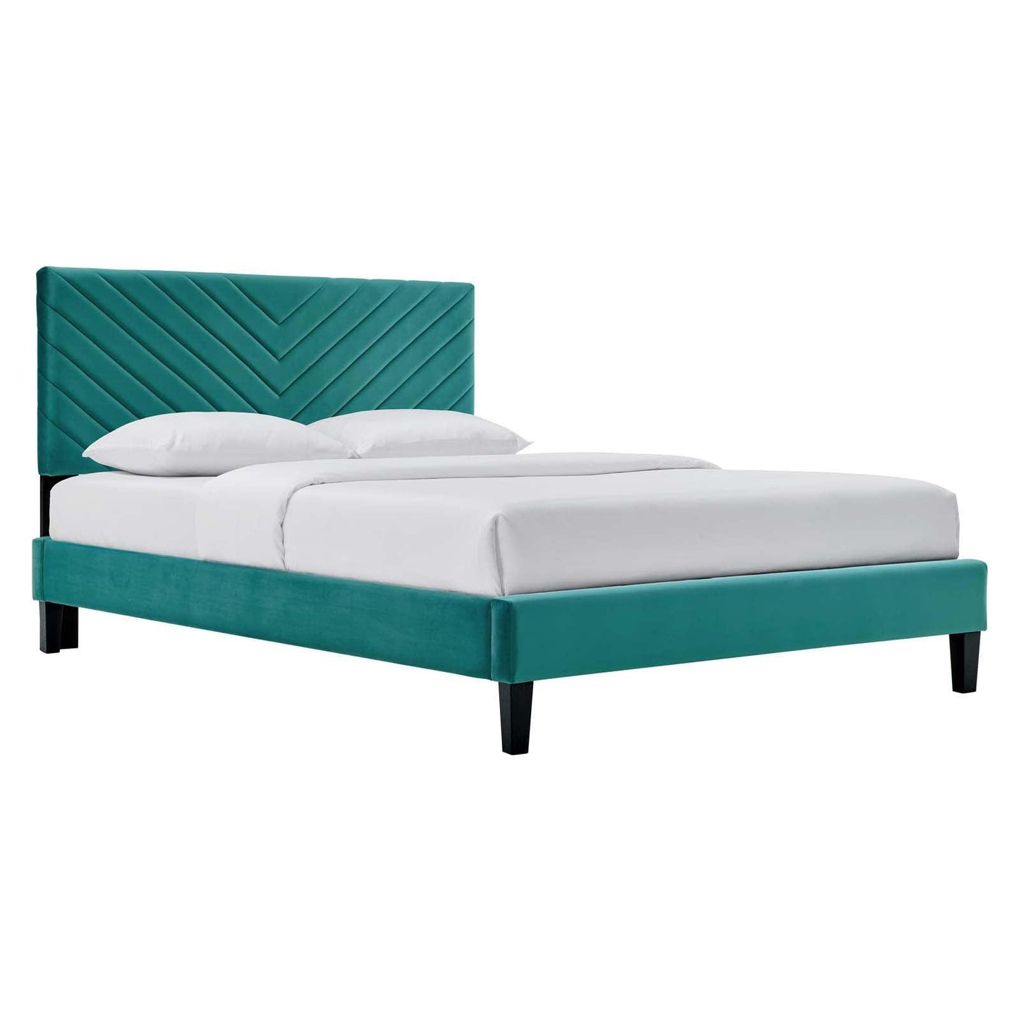 Roxanne Performance Velvet Queen Platform Bed, MOD-6285 FredCo