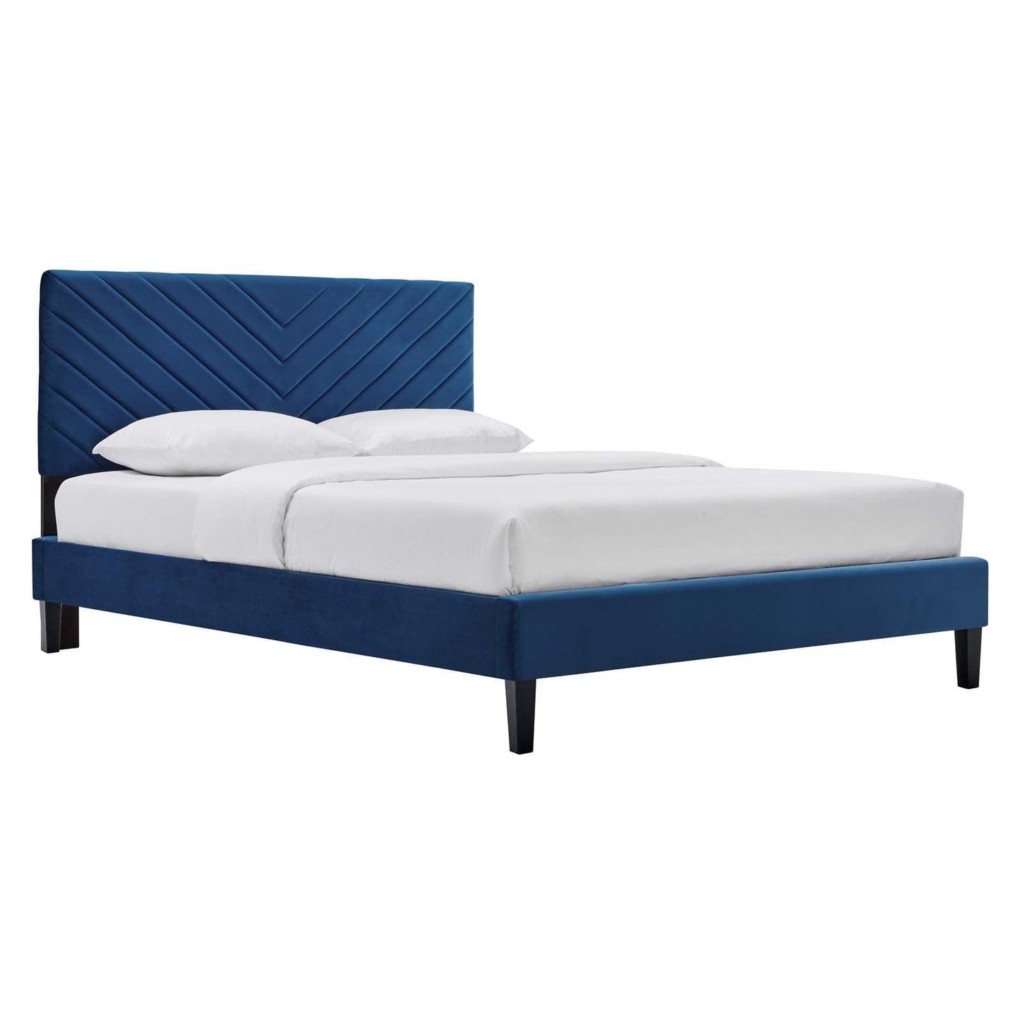 Roxanne Performance Velvet Queen Platform Bed, MOD-6285 FredCo